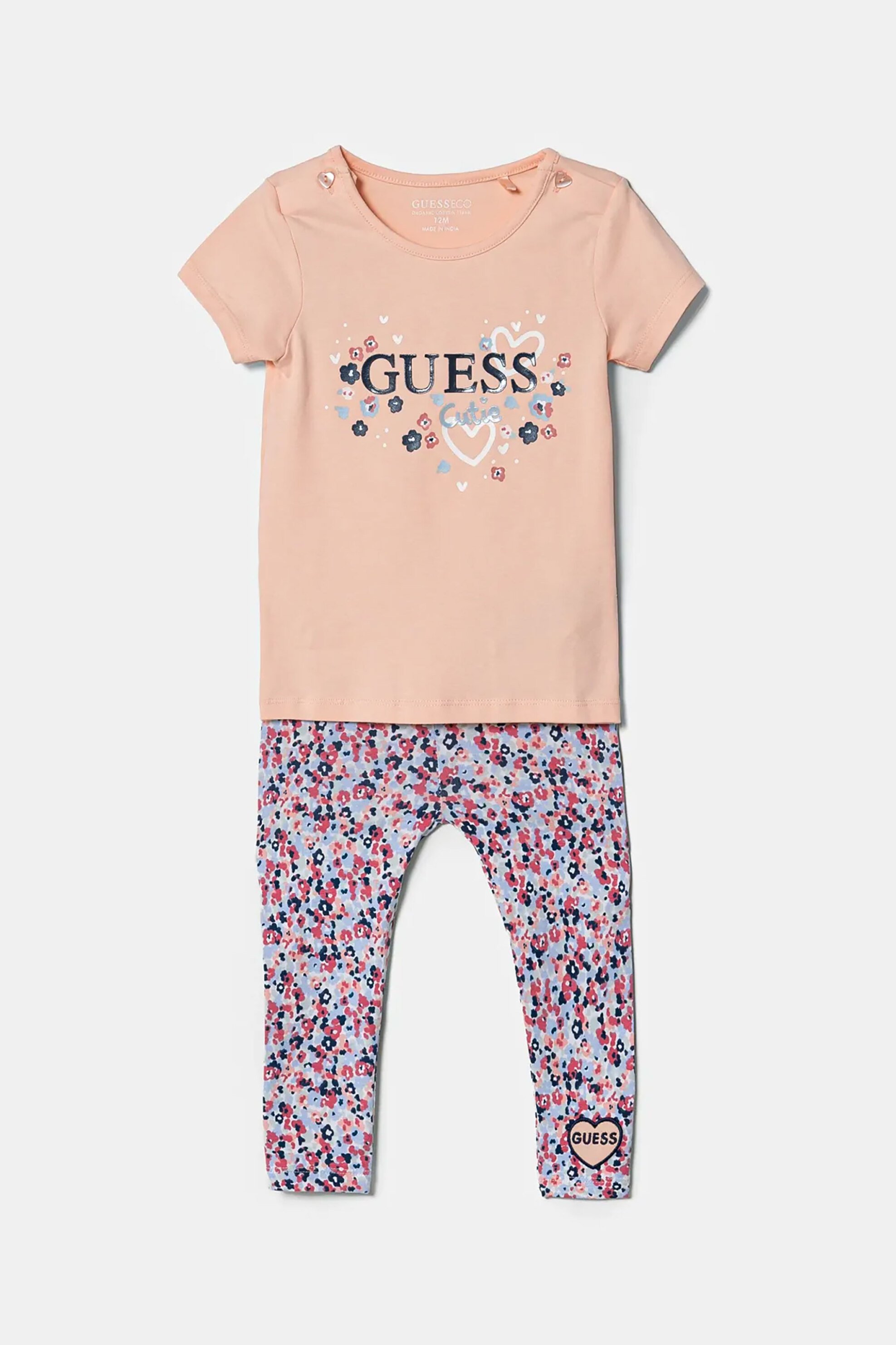Guess βρεφικό σετ με T-shirt και κολάν με λογότυπο - A5RG06K6YW4 Σομόν