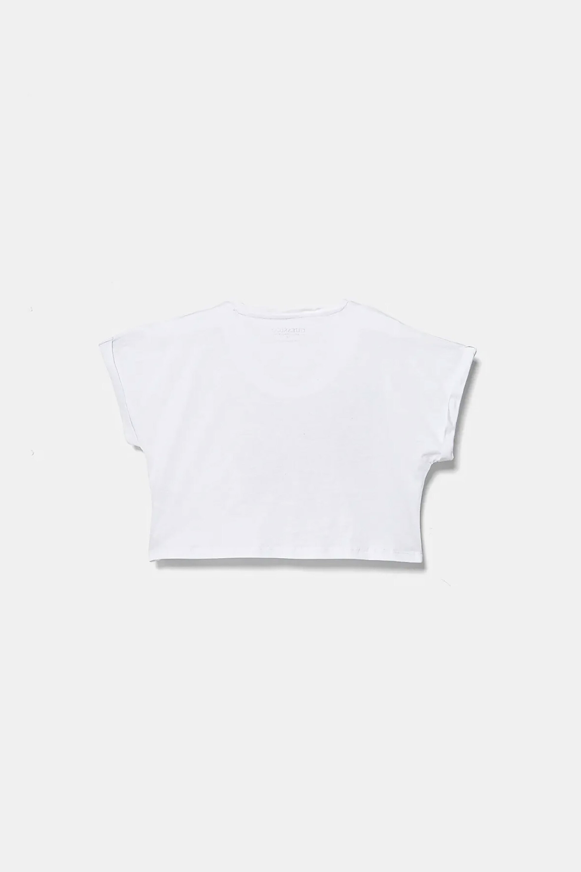 Guess παιδικό T-shirt με λογότυπο με παγιέτα cropped - J5RI10K8HM4 Λευκό φωτογραφία