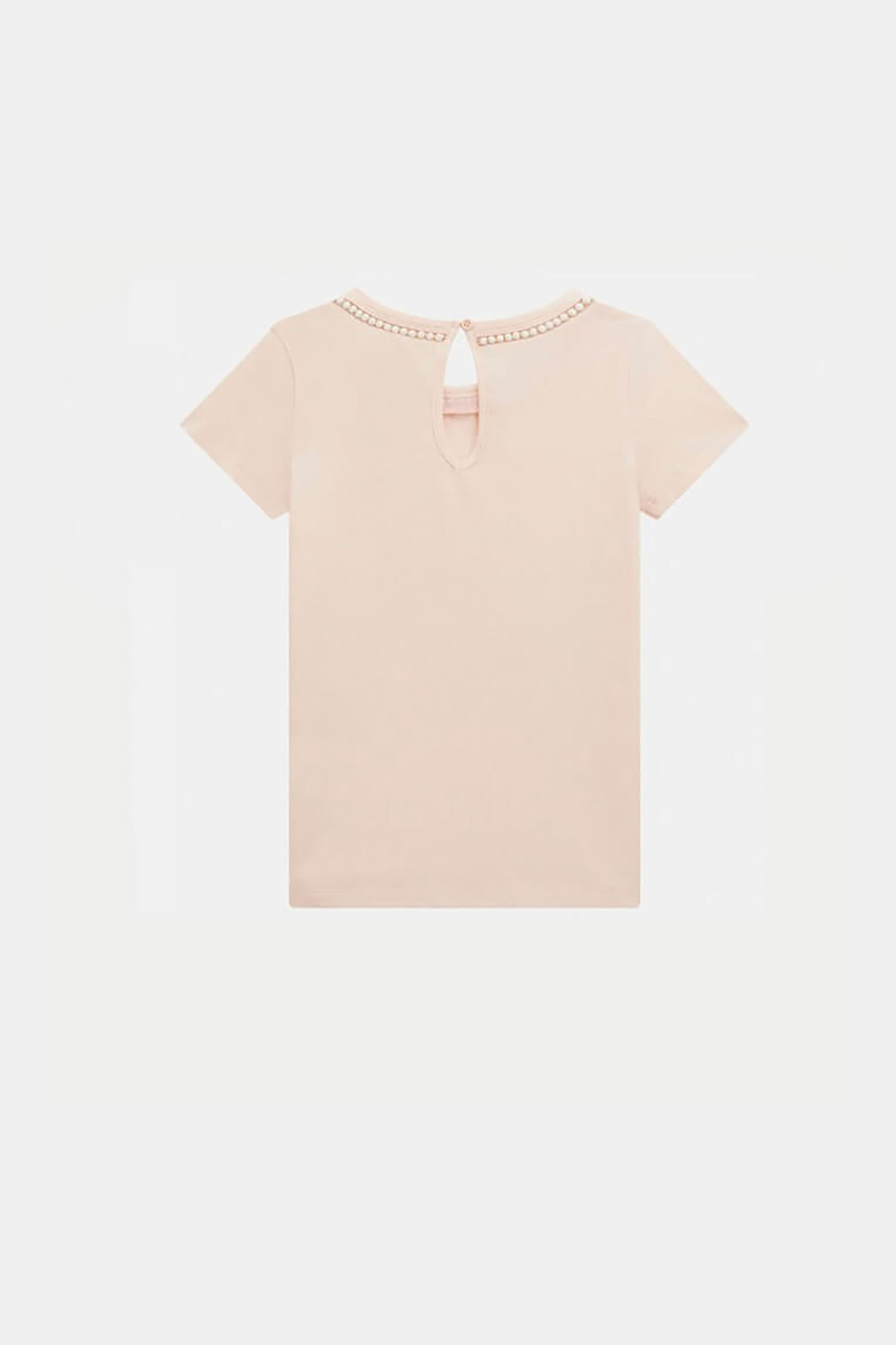 Guess παιδικό T-shirt με πέρλες και λογότυπο με στρας Regular Fit - J5RI39K6YW4 Ροζ Ανοιχτό φωτογραφία