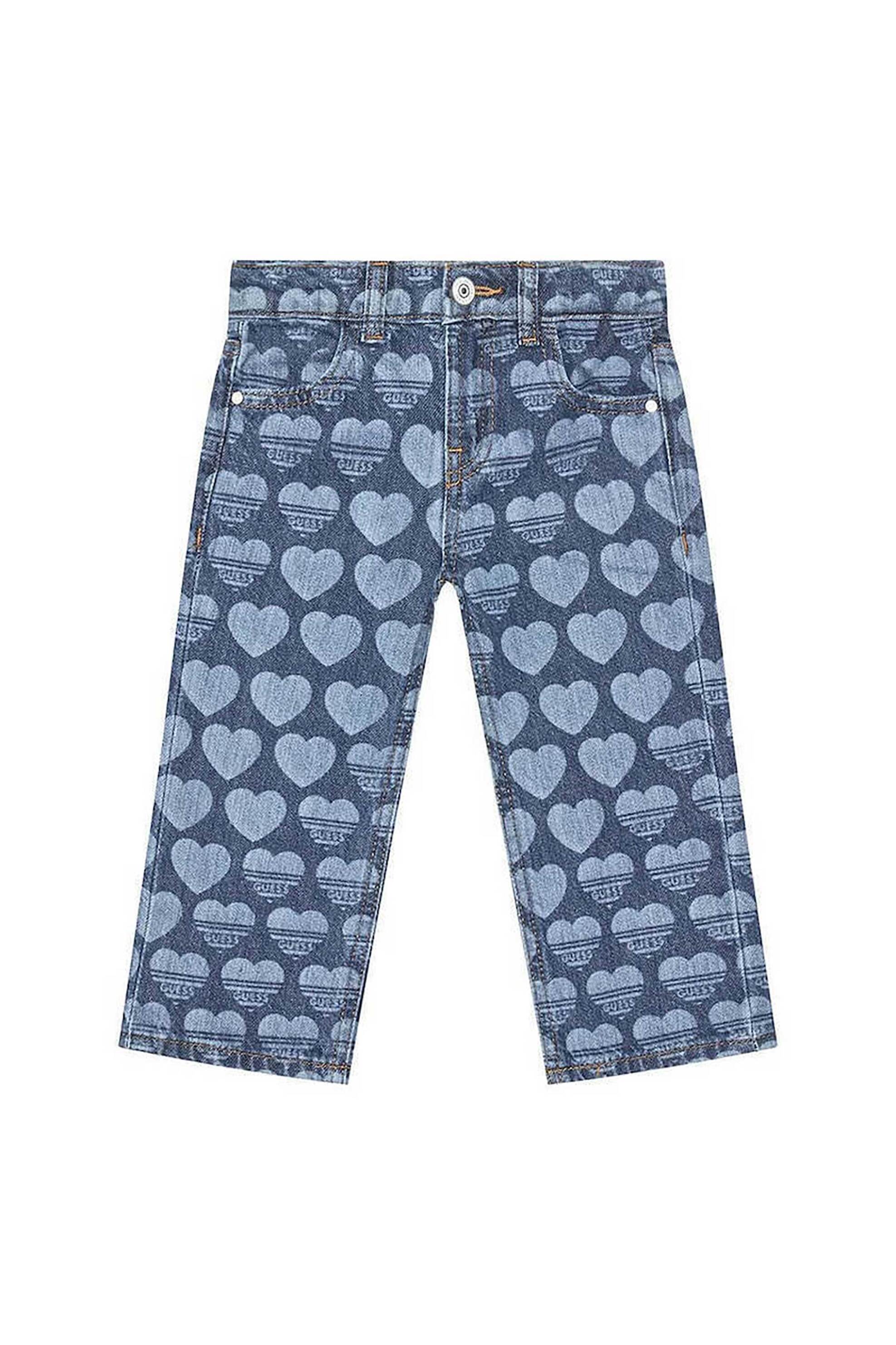 GUESS Guess παιδικό τζιν παντελόνι με all-over print και λογότυπο Wide Leg - K5RA02D45E0 Denim Blue