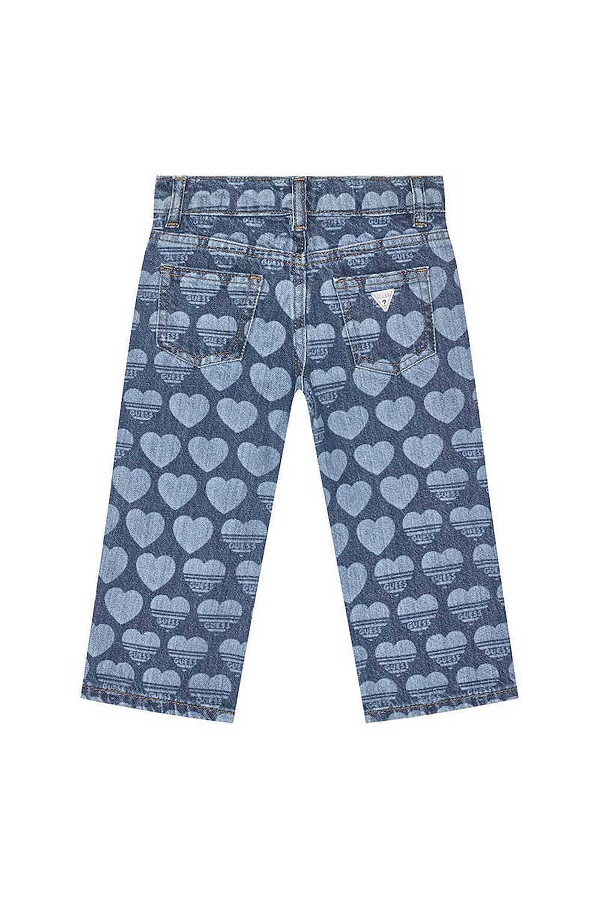 Guess παιδικό τζιν παντελόνι με all-over print και λογότυπο Wide Leg - K5RA02D45E0 Denim Blue φωτογραφία