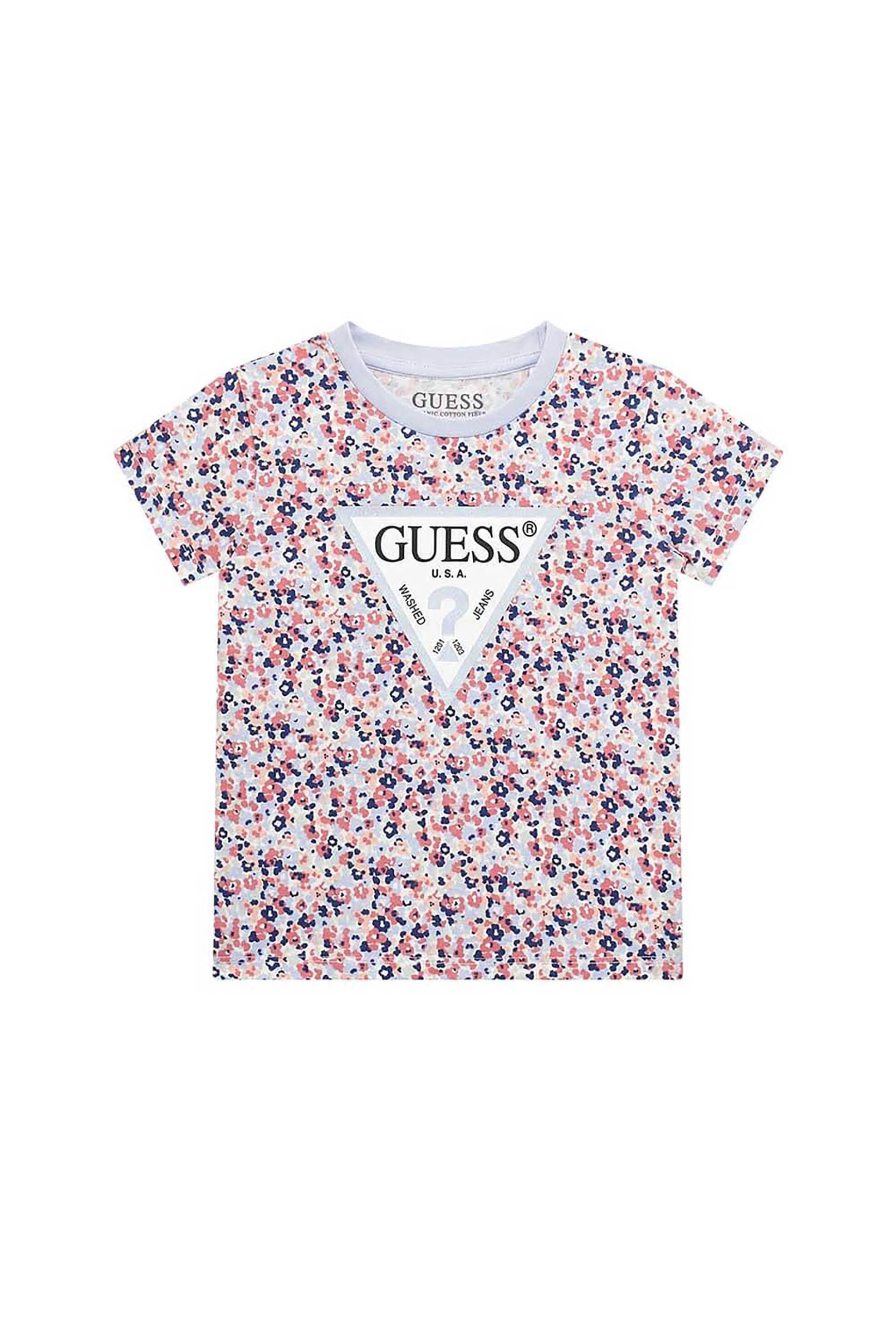 GUESS Guess παιδικό T-shirt με all-over floral print και λογότυπο - K5RI15K6YW4 Γαλάζιο