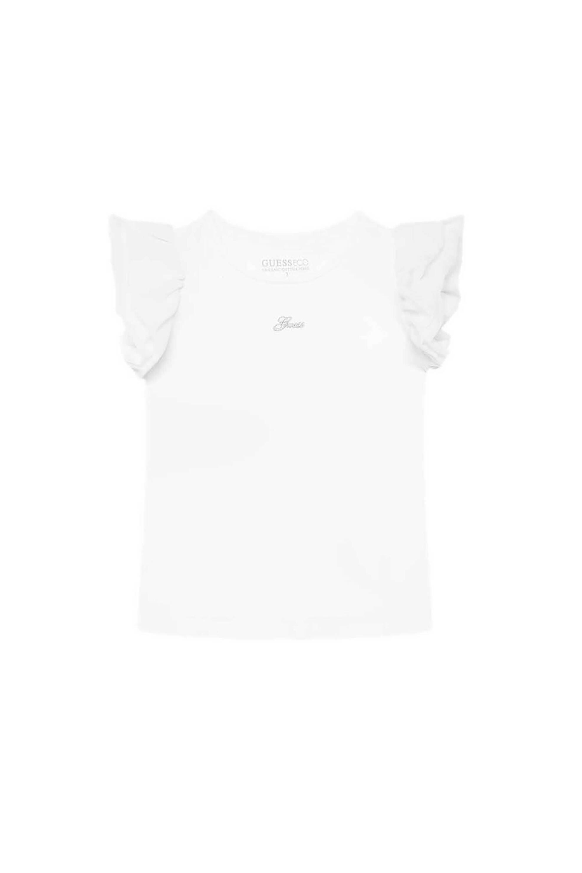 GUESS Guess παιδικό T-shirt με κεντημένο λογότυπο και βολάν - K5RI22K6YW4 Λευκό