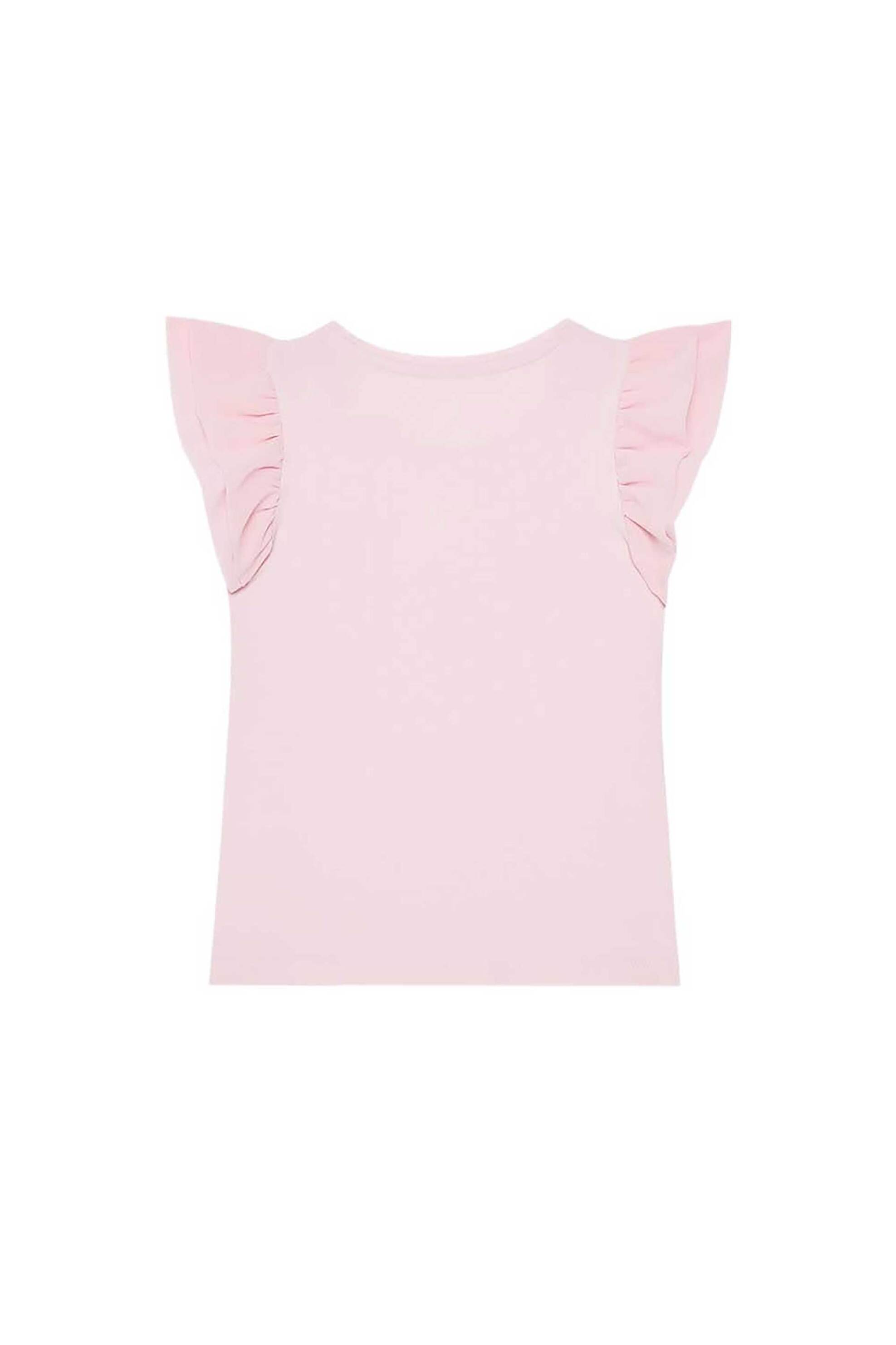 Guess παιδικό T-shirt με κεντημένο λογότυπο και βολάν - K5RI22K6YW4 Ροζ φωτογραφία