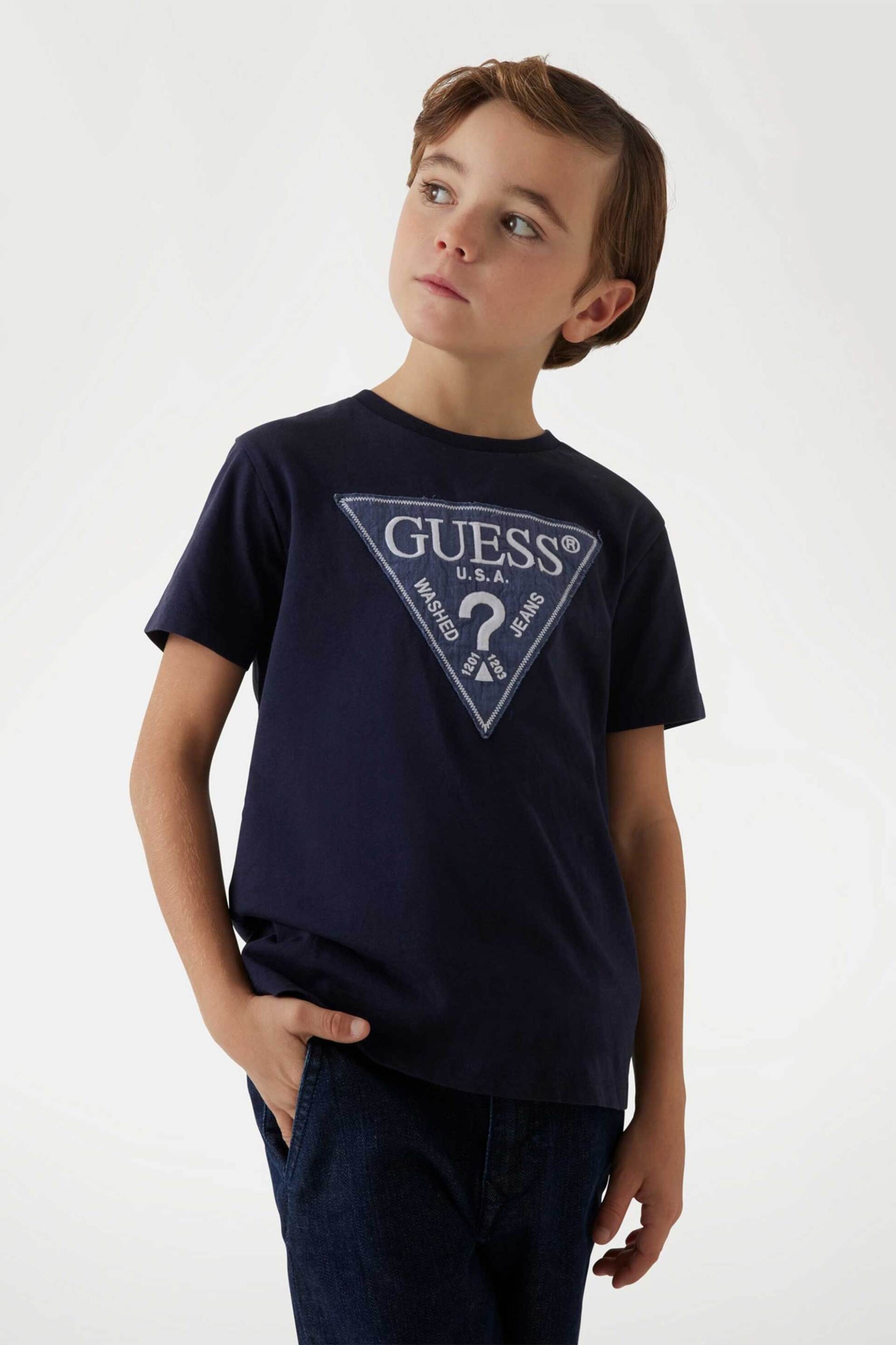 GUESS Guess παιδικό T-shirt με κεντημένο λογότυπο Regular Fit - L5RI14K8HM4 Μπλε Σκούρο