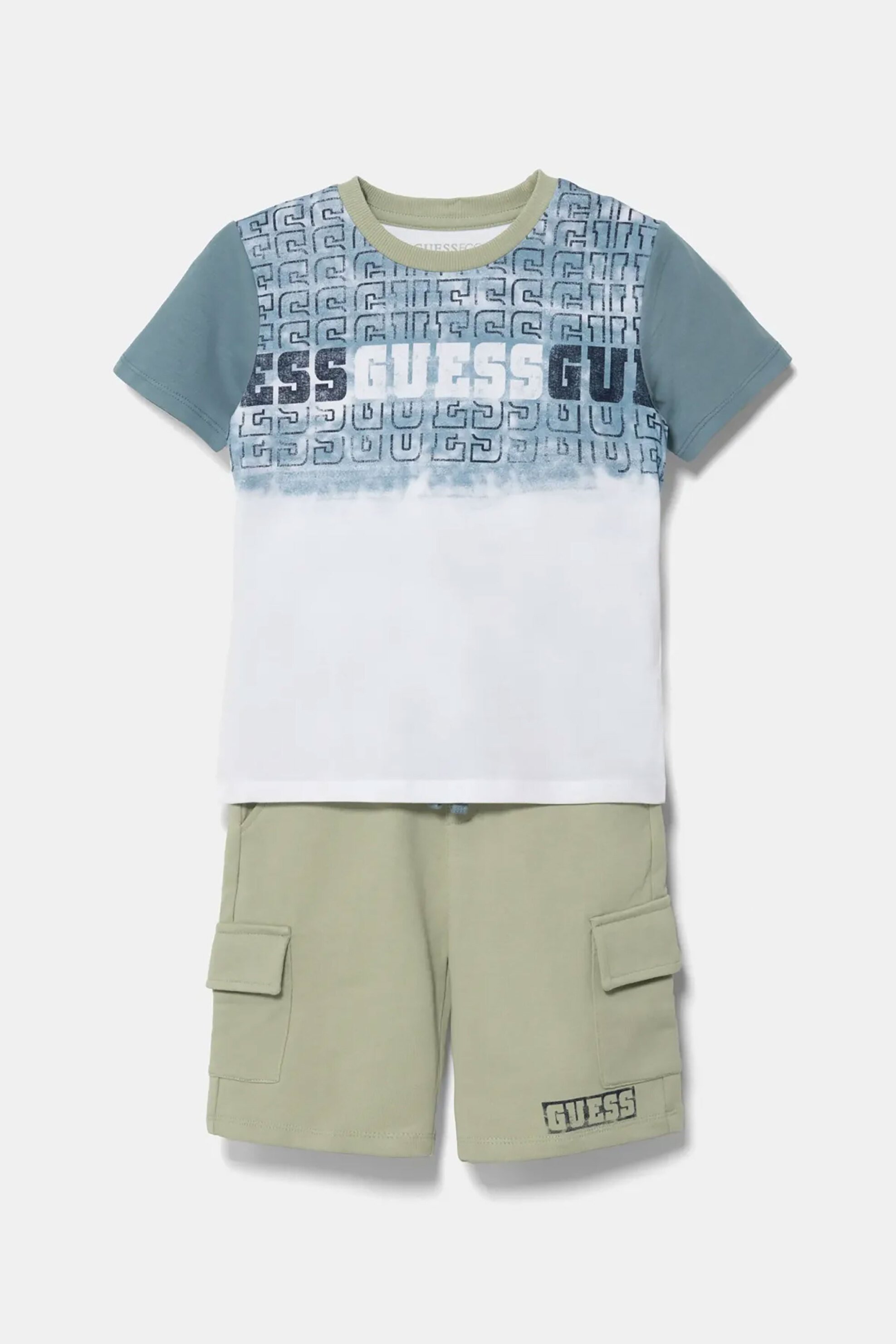 GUESS Guess παιδικό σετ T-shirt με logo print και βερμούδα cargo - N5RG07K8HM4 Λευκό