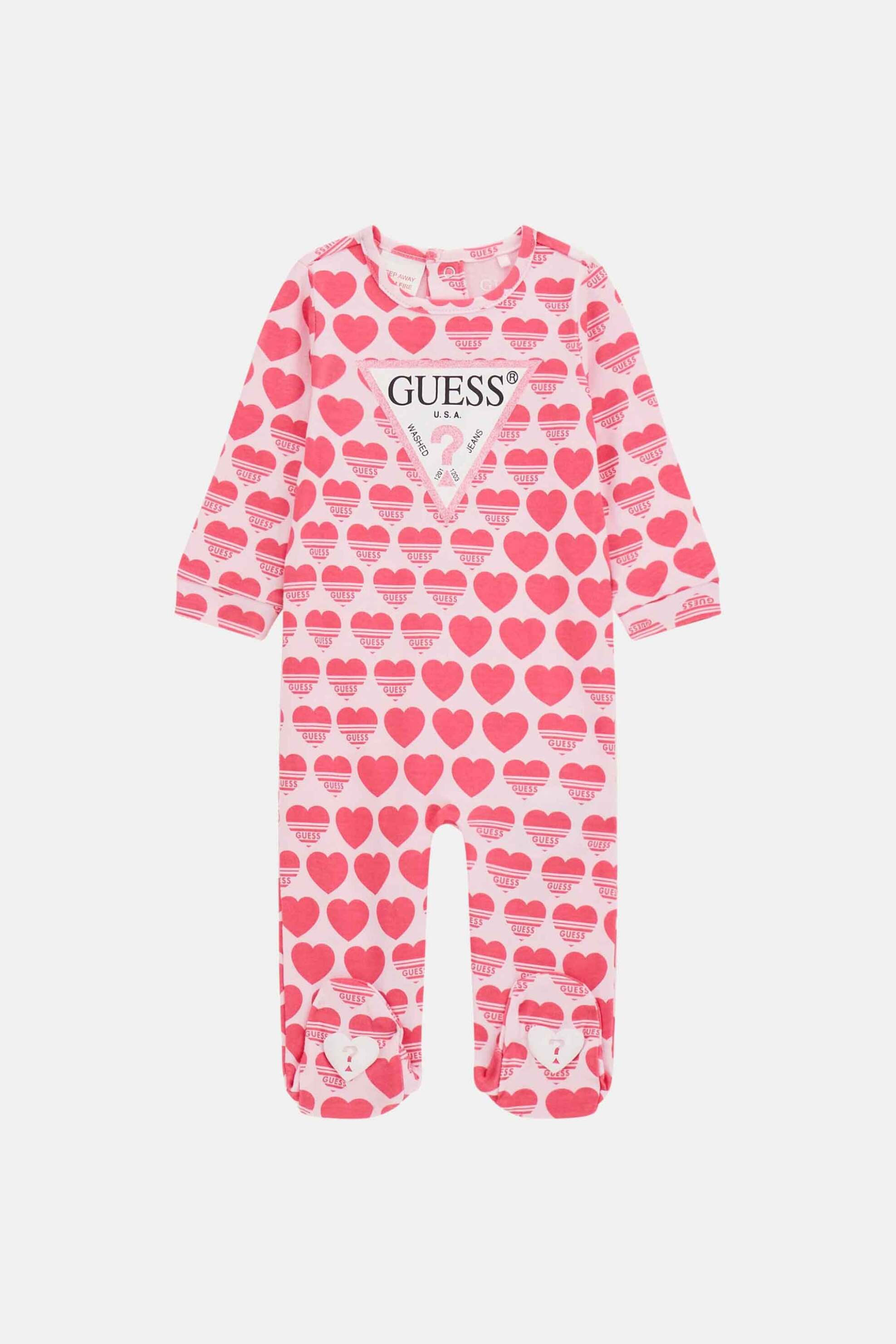 GUESS Guess παιδικό φορμάκι με all-over print και λογότυπο - S5RG00KA6W4 Ροζ
