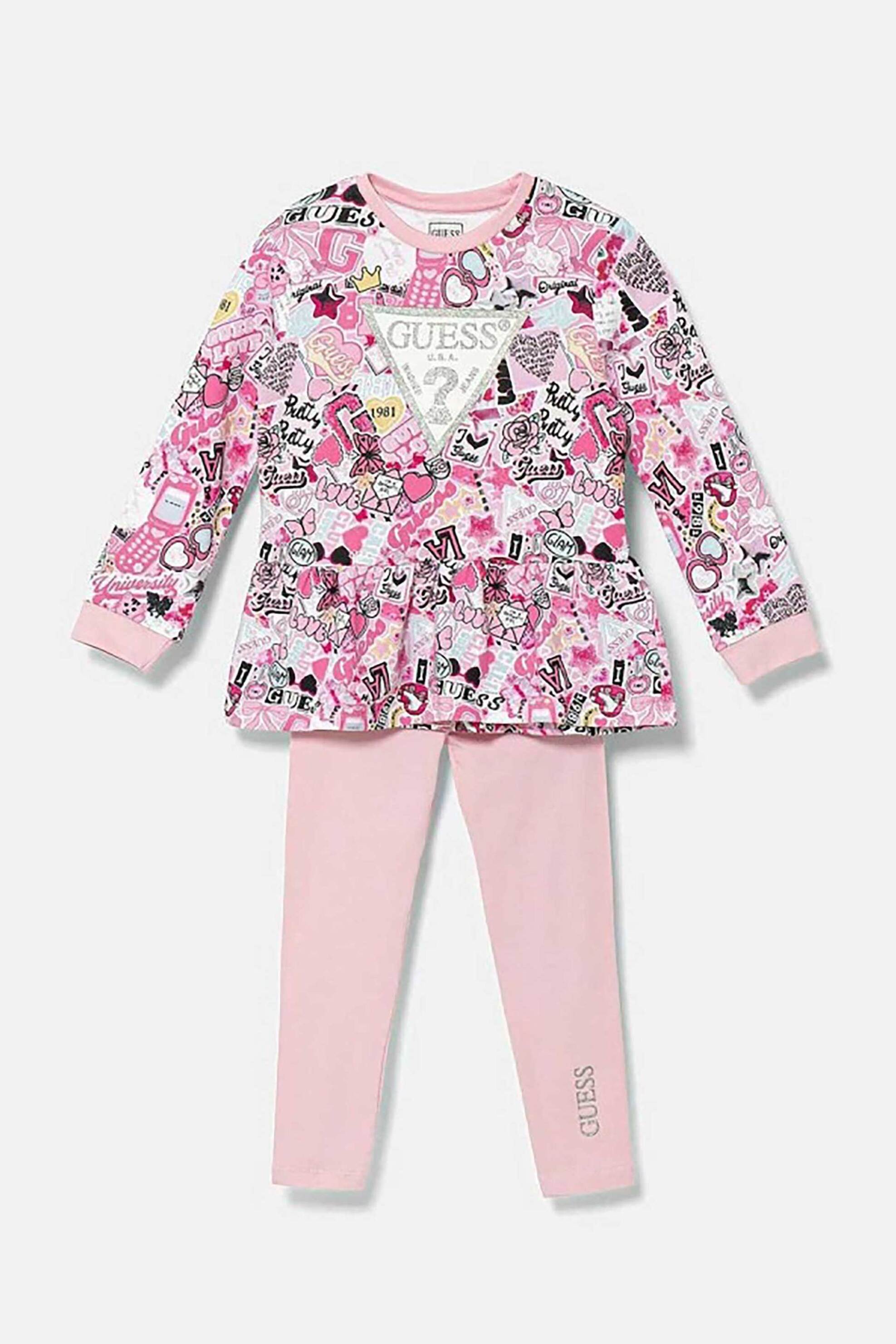 GUESS Guess βρεφικό σετ με μπλούζα και κολάν - A5YG01KA6R4 Ροζ