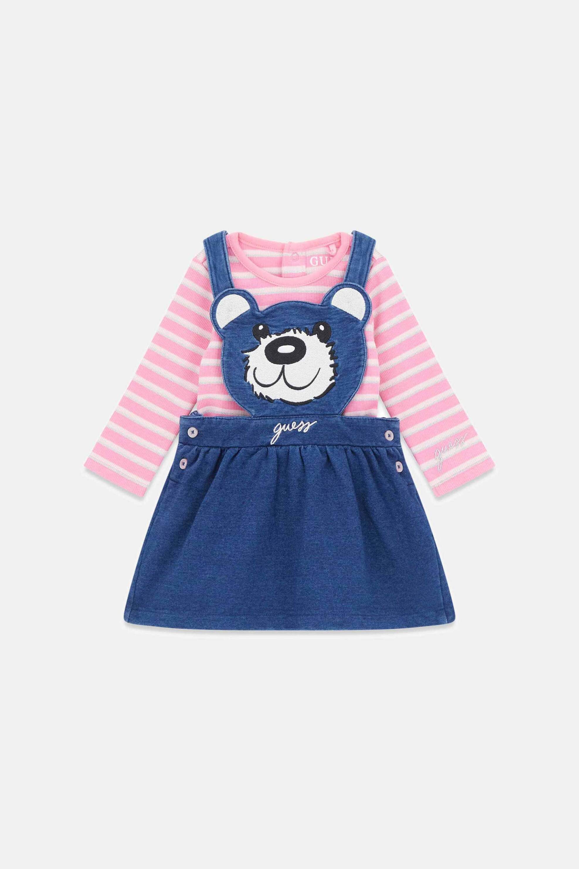 GUESS Guess βρεφικό σετ με σαλοπέτα και κορμάκι ριγέ - A5YG02KCXH0 Denim Blue