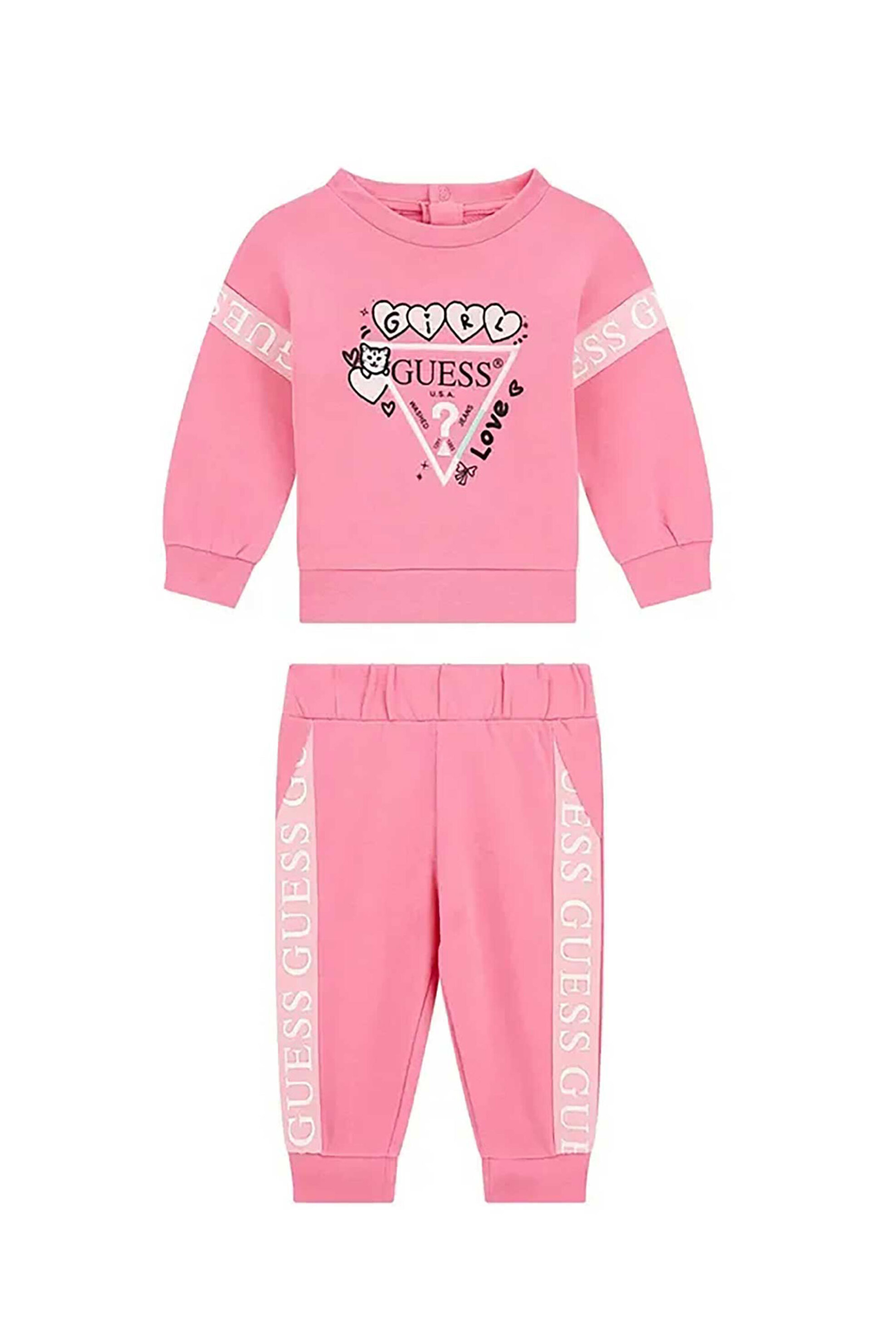 GUESS Guess βρεφικό σετ με μπλούζα και παντελόνι φόρμας - A5YG03KA6R4 Ροζ