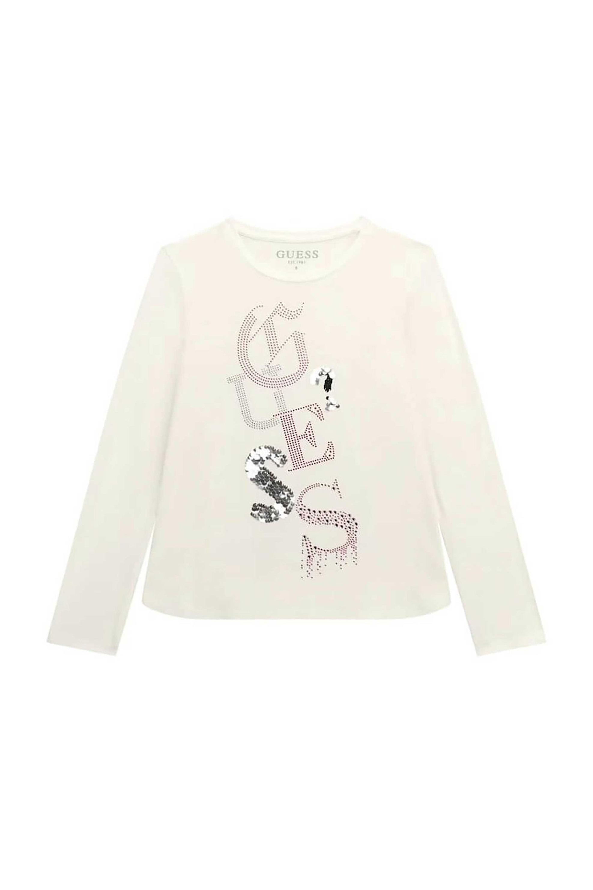 Guess παιδική μπλούζα με παγιέτα - J5YI14KAPO0 Λευκό