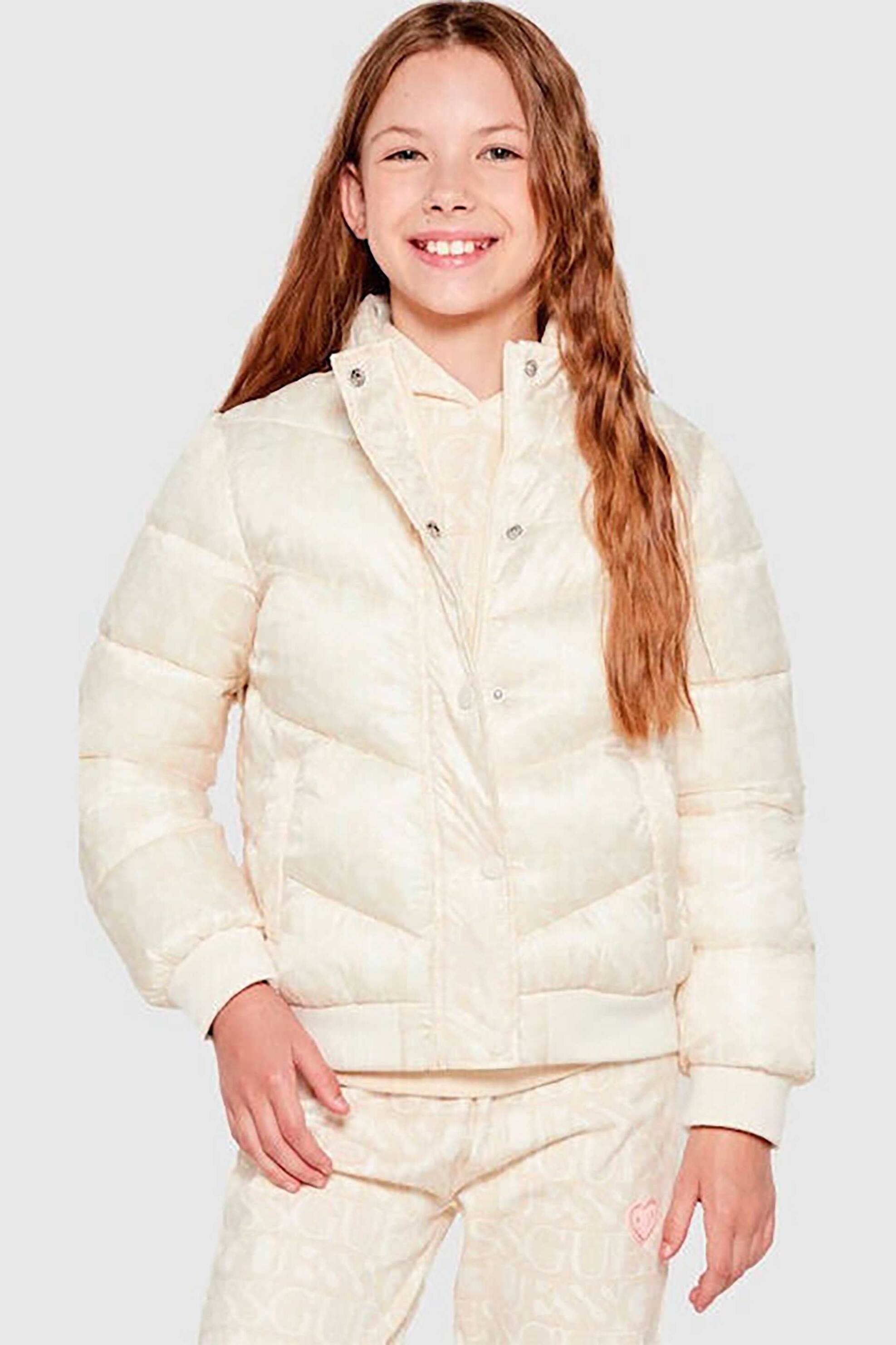 Guess παιδικό καπιτονέ μπουφάν με all-over logo print - J5YL02WEGY0 Εκρού