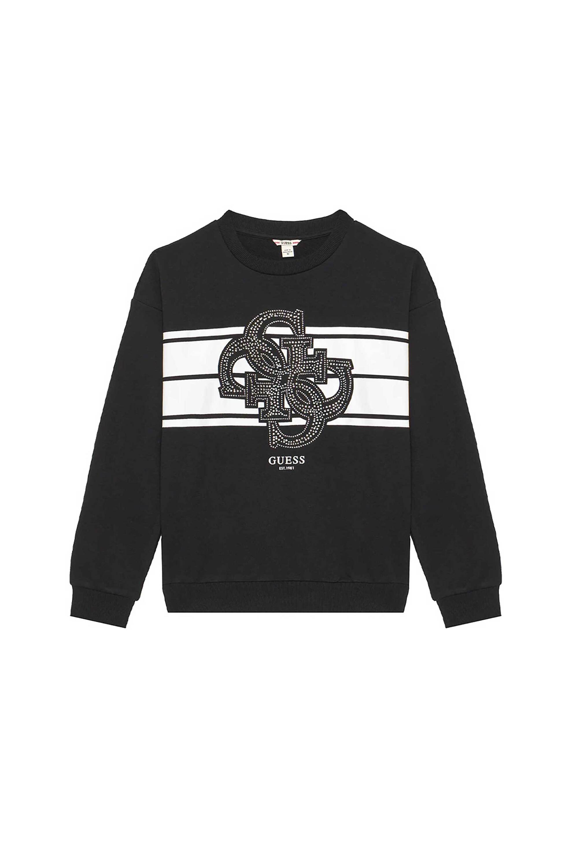 Guess παιδικό φούτερ με στρας λογότυπο "Ls Active" - J5YQ01KA6R4 Μαύρο