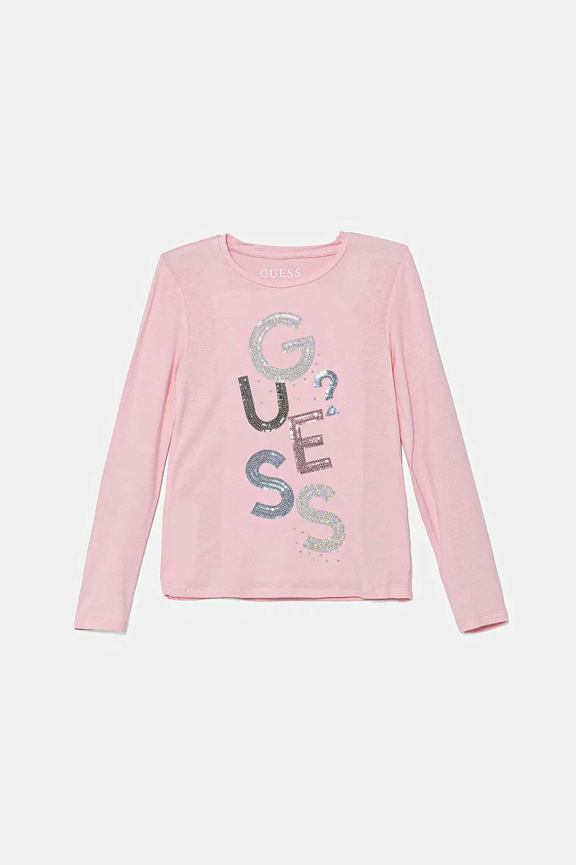Guess παιδική μπλούζα με λογότυπο από παγιέτα - K5YI26KAPO0 Ροζ