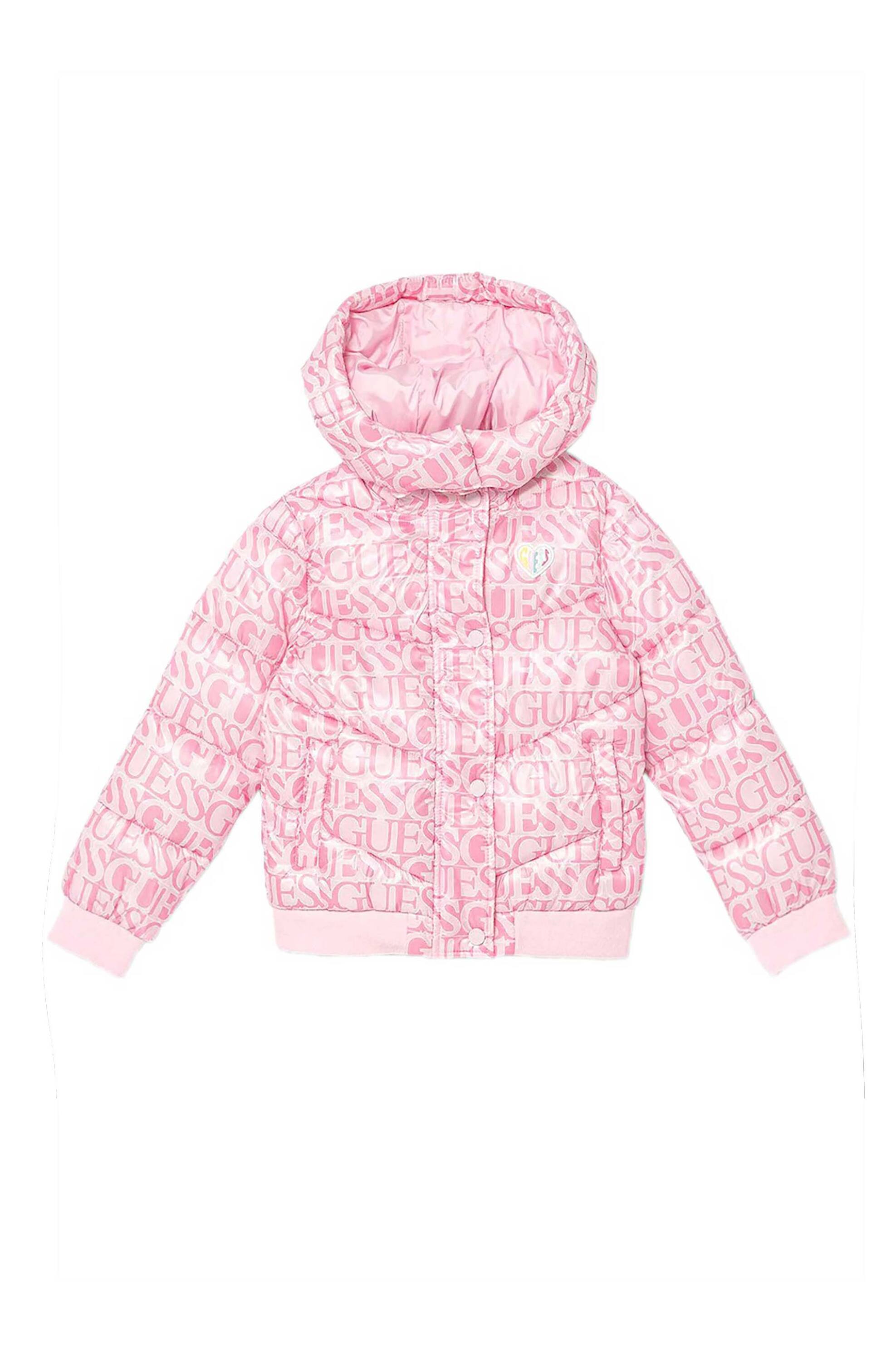 Guess παιδικό μπουφάν καπιτονέ με all-over print - K5YL02WEGY0 Ροζ