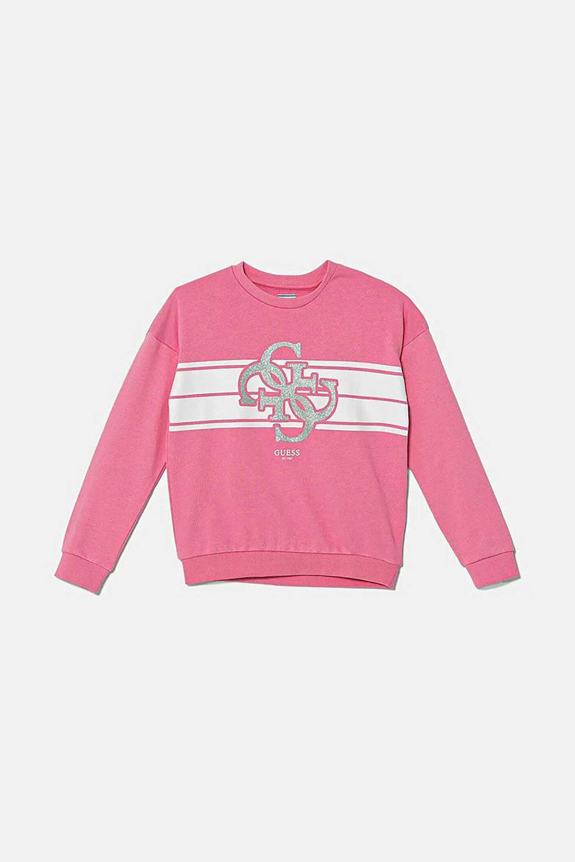 Guess παιδικό φούτερ με glitter στο λογότυπο "Active" - K5YQ01KA6R4 Ροζ