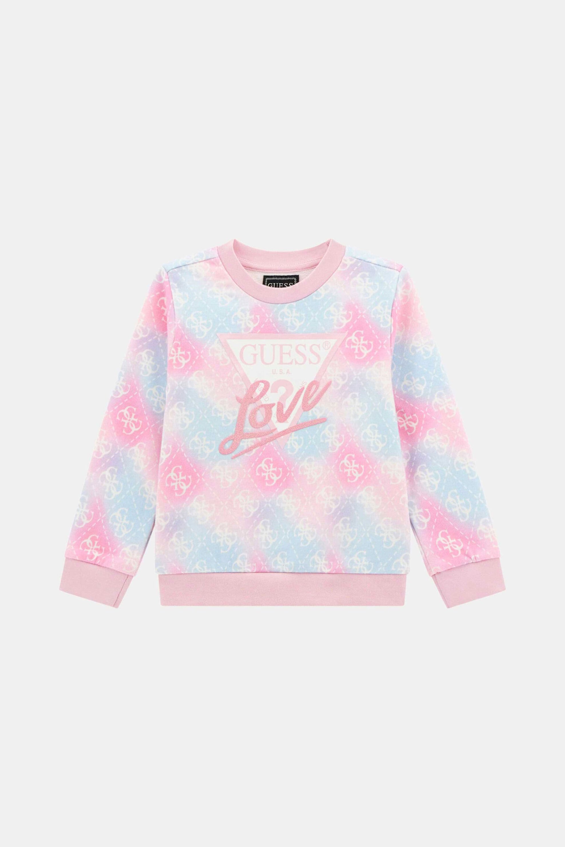 Guess παιδικό φούτερ με all-over logo print - K5YQ02KA6R4 Ροζ