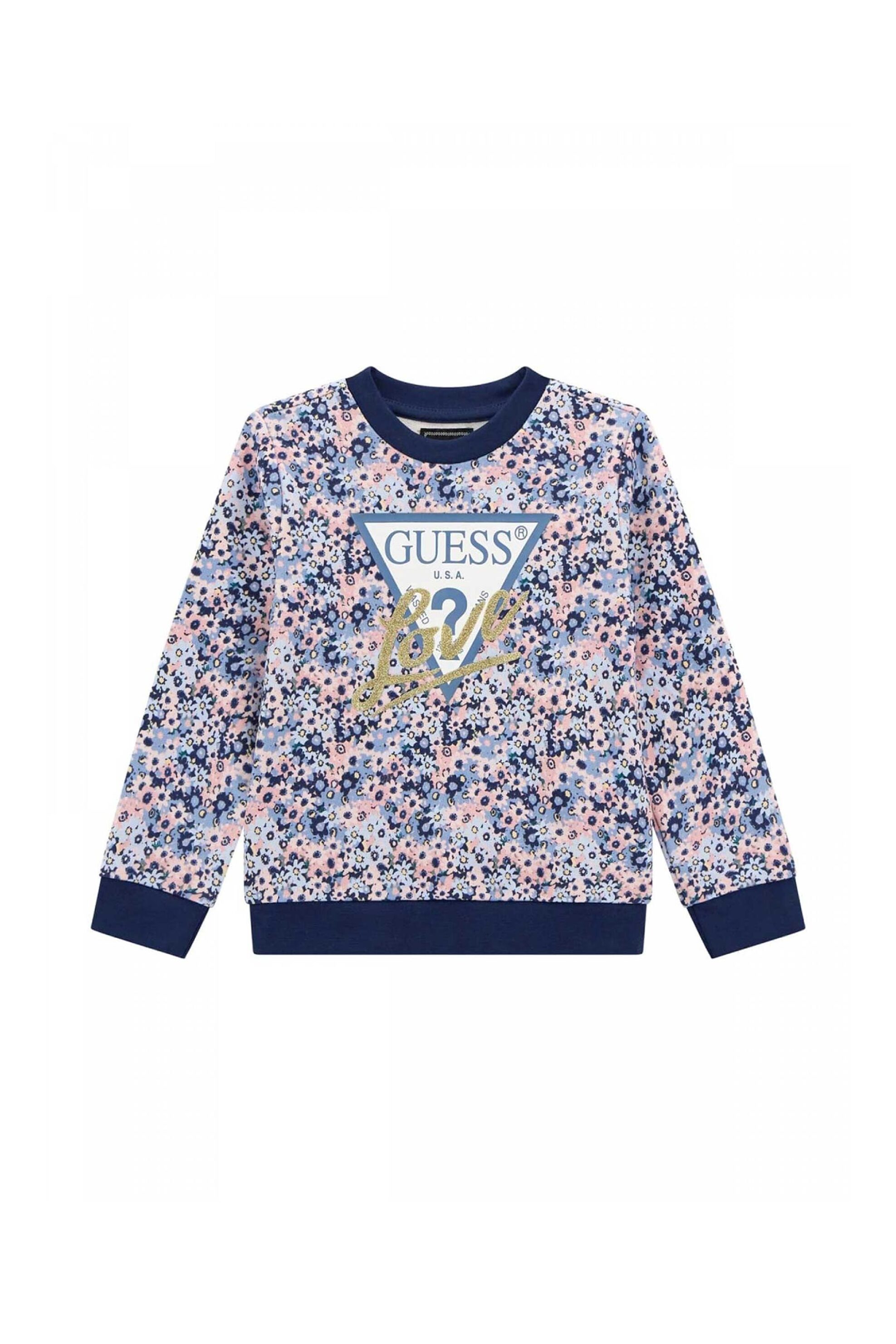 Guess παιδικό φούτερ με all-over logo print - K5YQ02KA6R4 Μπλε