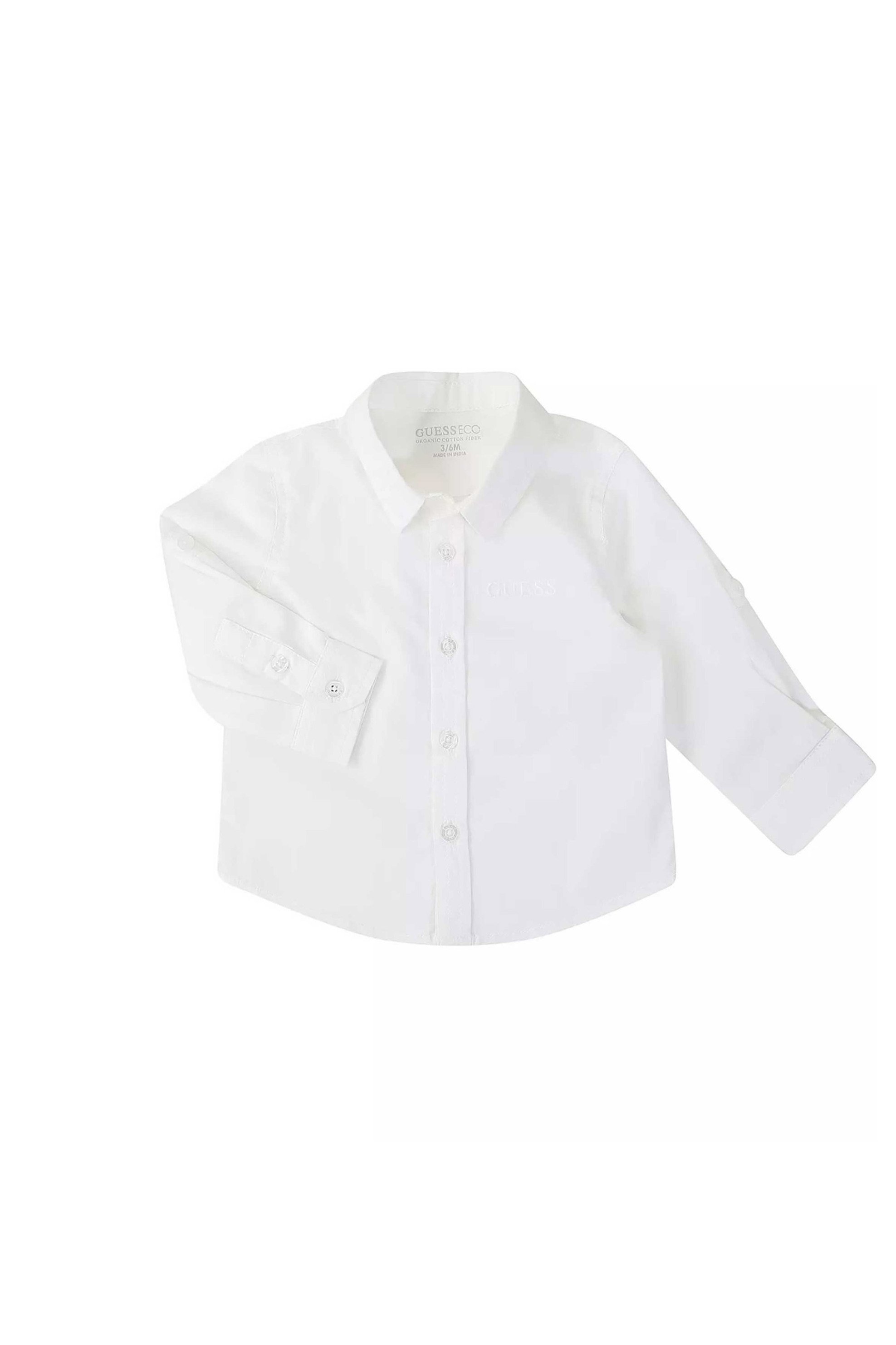 GUESS Guess παιδικό πουκάμισο ποπλίνα μονόχρωμο - N3YH04WE5W0 Λευκό