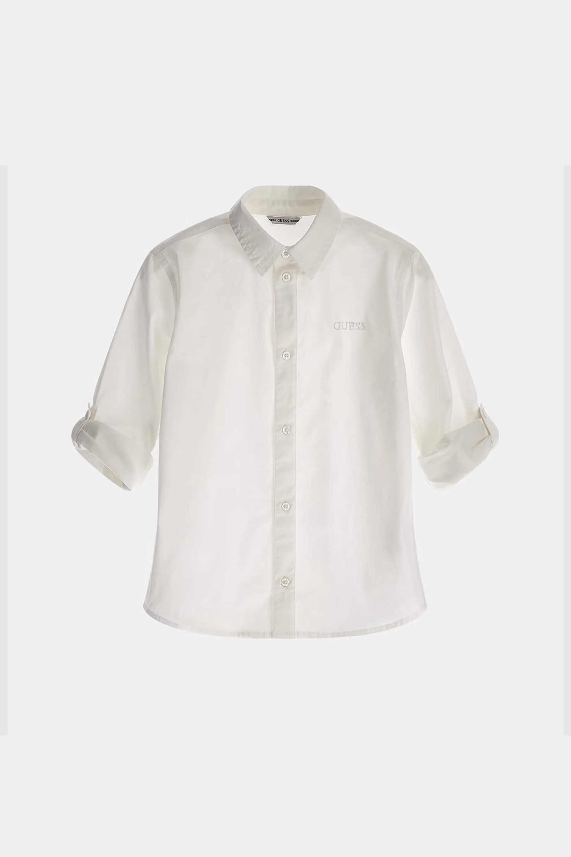 Guess παιδικό πουκάμισο ποπλίνα μονόχρωμο - L3YH04WE5W0 Λευκό