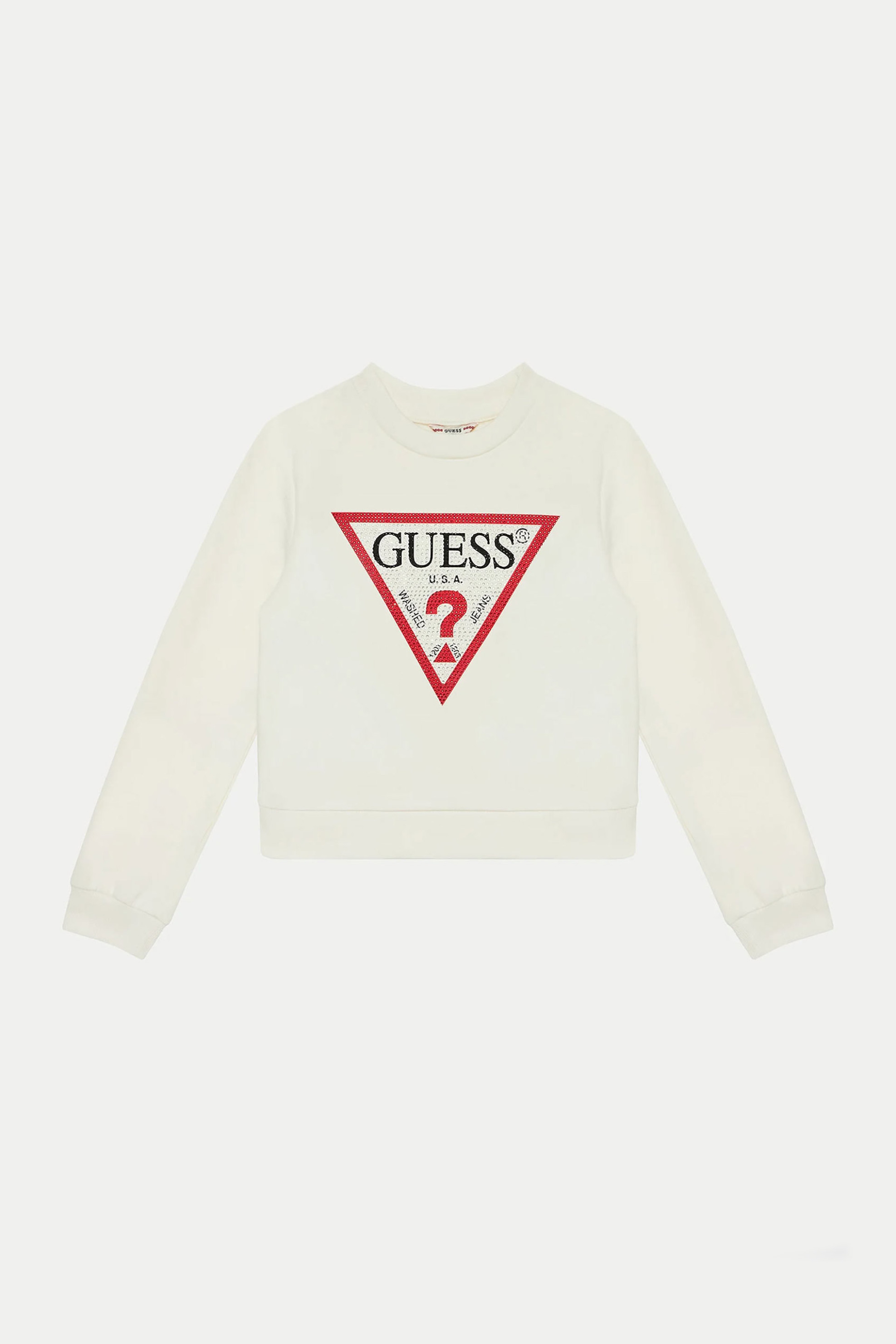 Guess παιδική μπλούζα φούτερ με logo print - J4YQ22KA6R4 Εκρού