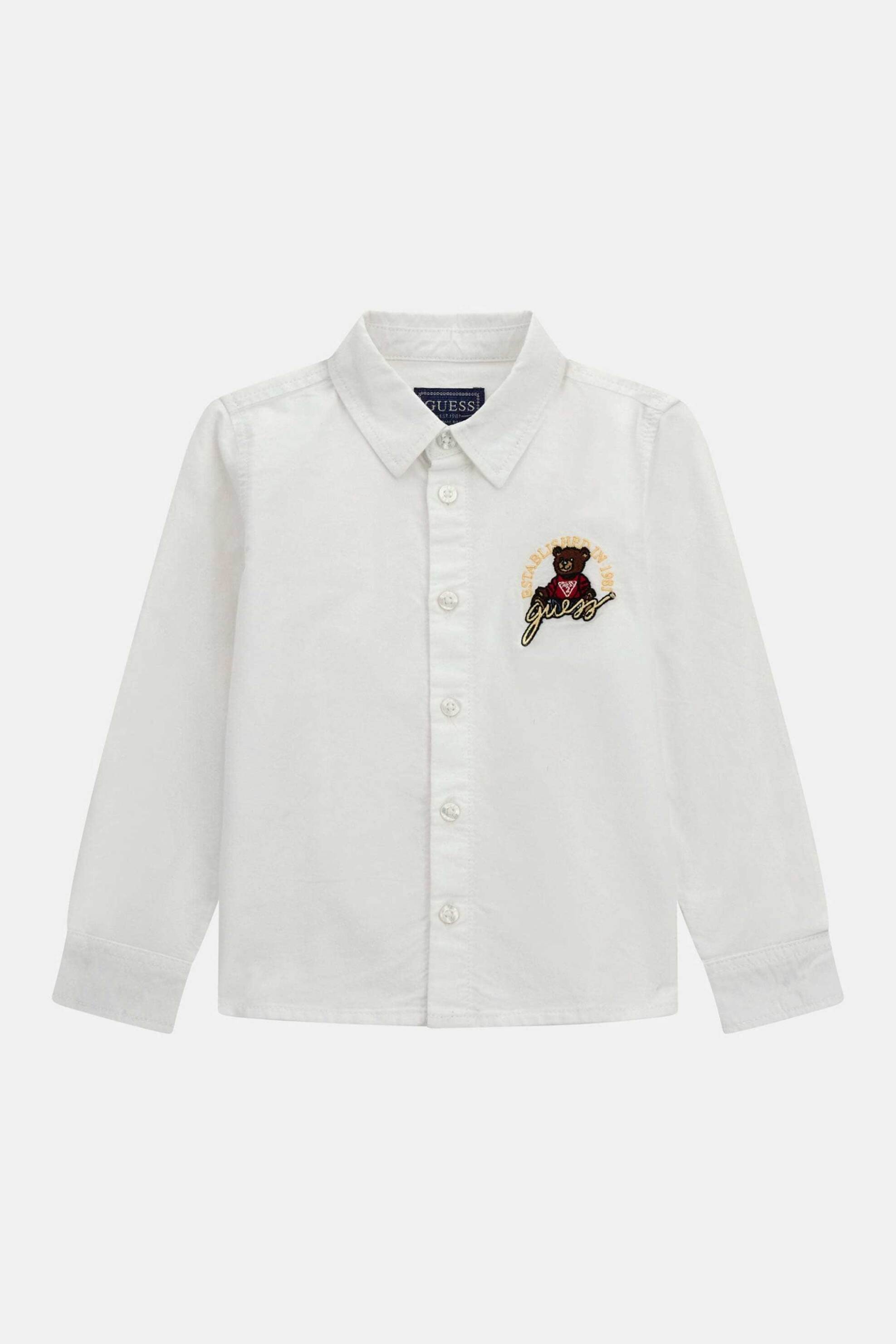 Guess παιδικό πουκάμισο με print και logo "Oxford" - N5RH10W9CL0 Λευκό