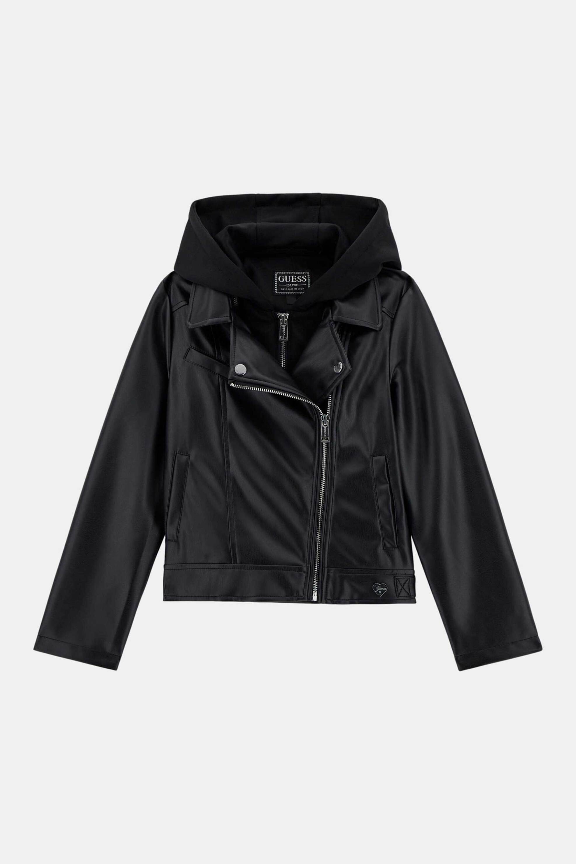 Guess παιδικό jacket με faux δέρμα - J5YL01WAEI0 Μαύρο