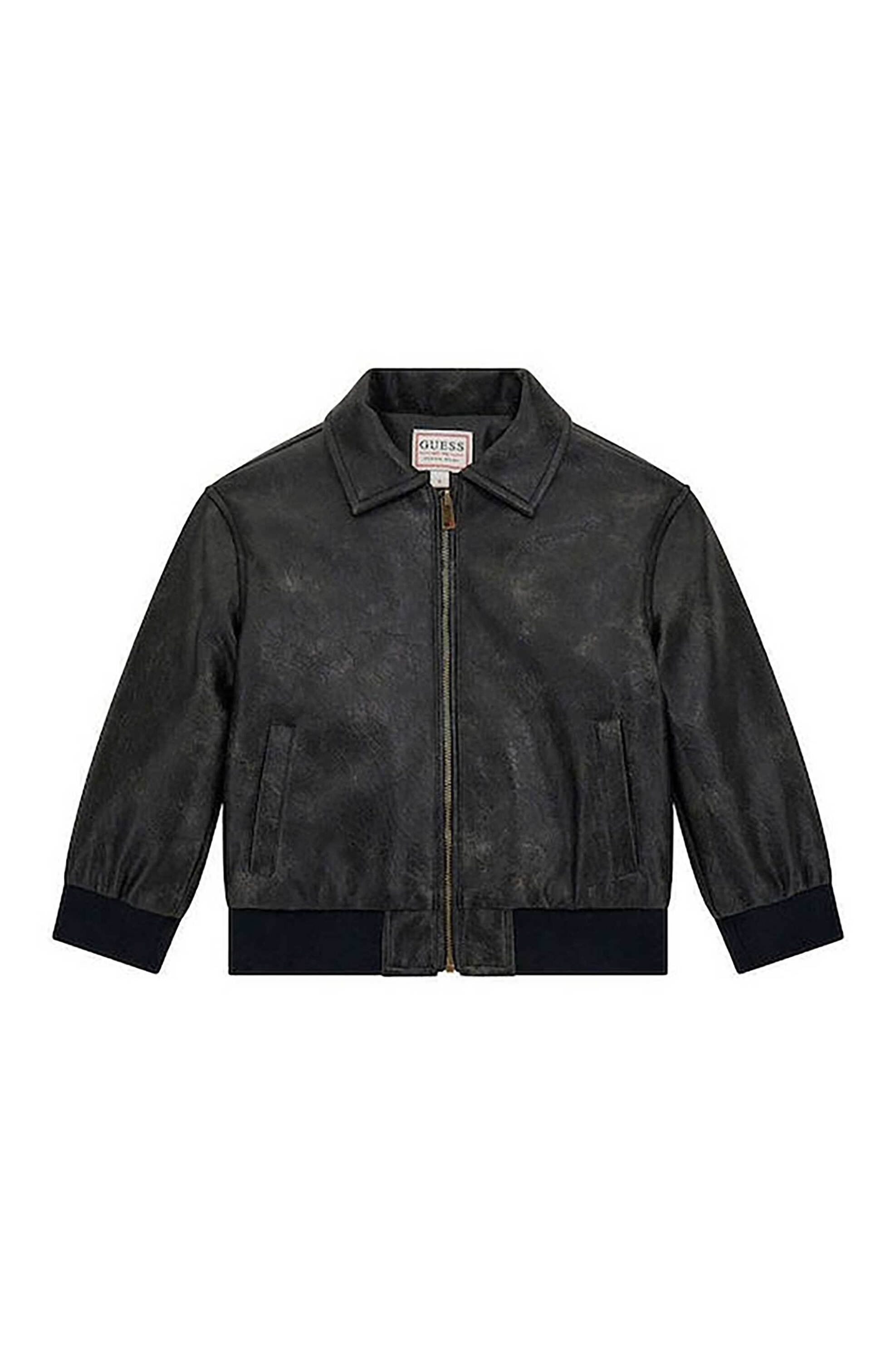 Guess παιδικό jacket με faux δέρμα και ανάγλυφο λογότυπο - N5YL03W0100 Μαύρο