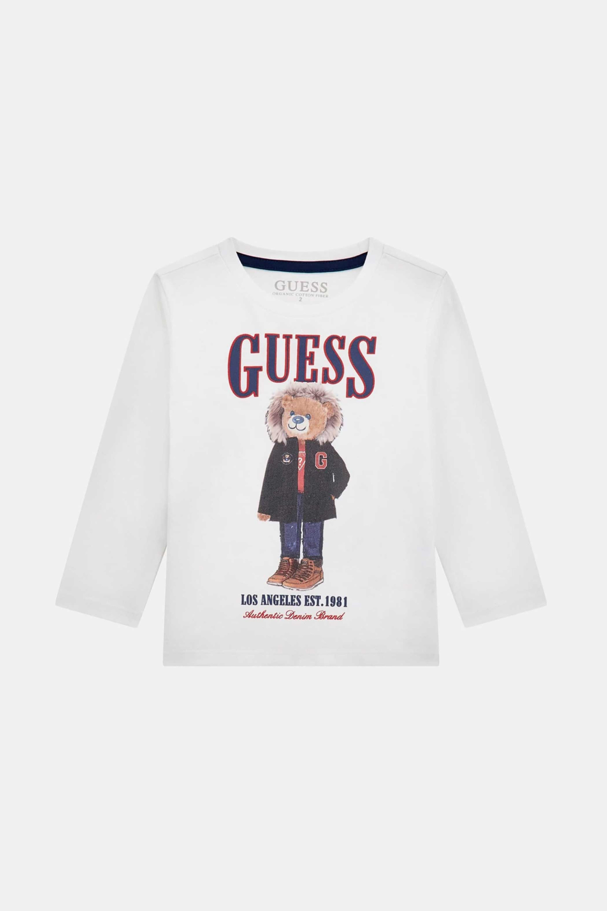 Guess παιδική μπλούζα φούτερ με print και logo - N5BI04I3Z14 Λευκό