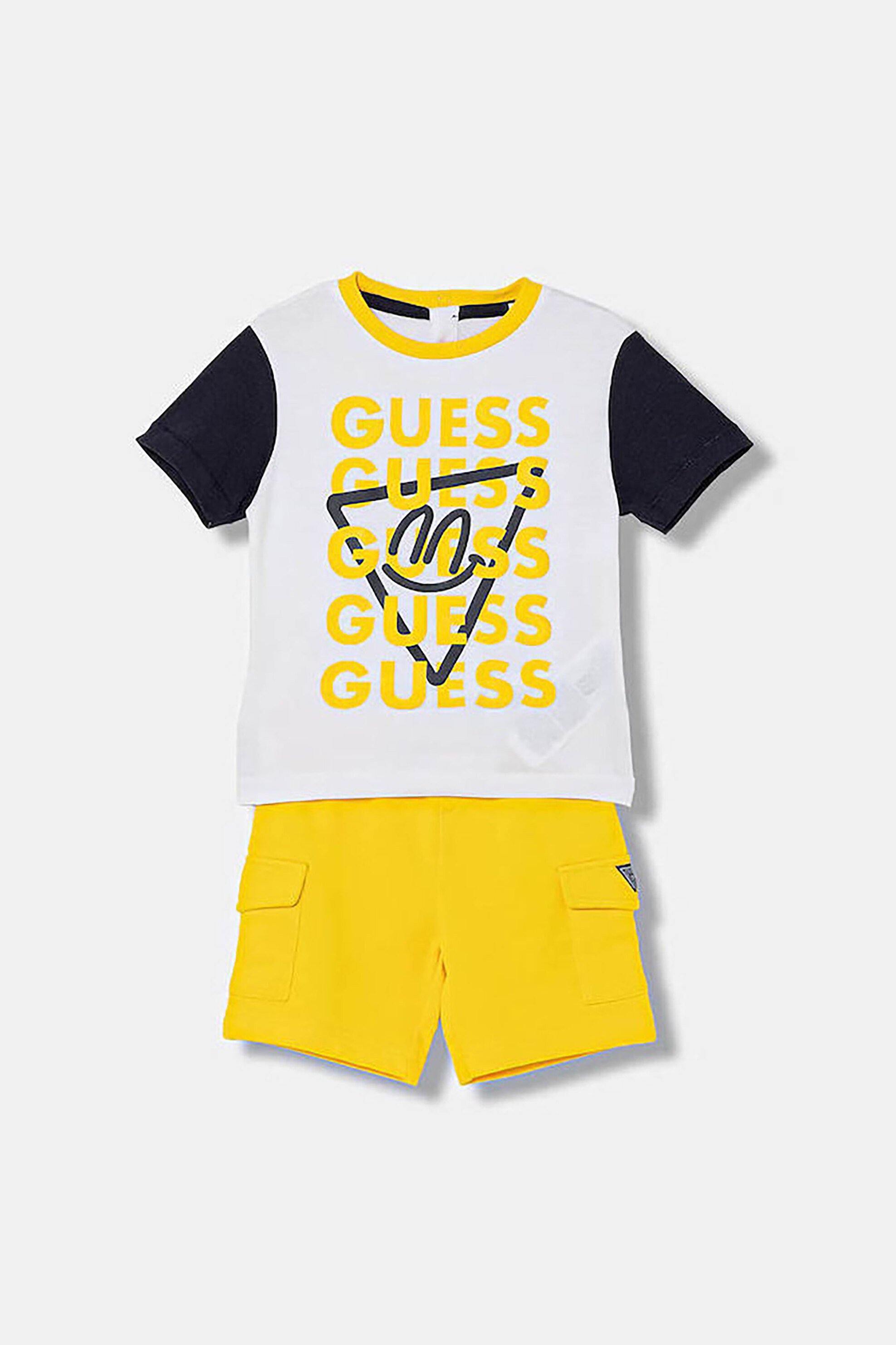Guess βρεφικό σετ μπλούζα και σορτς με logo print - I6RG15K8HM4 Κίτρινο
