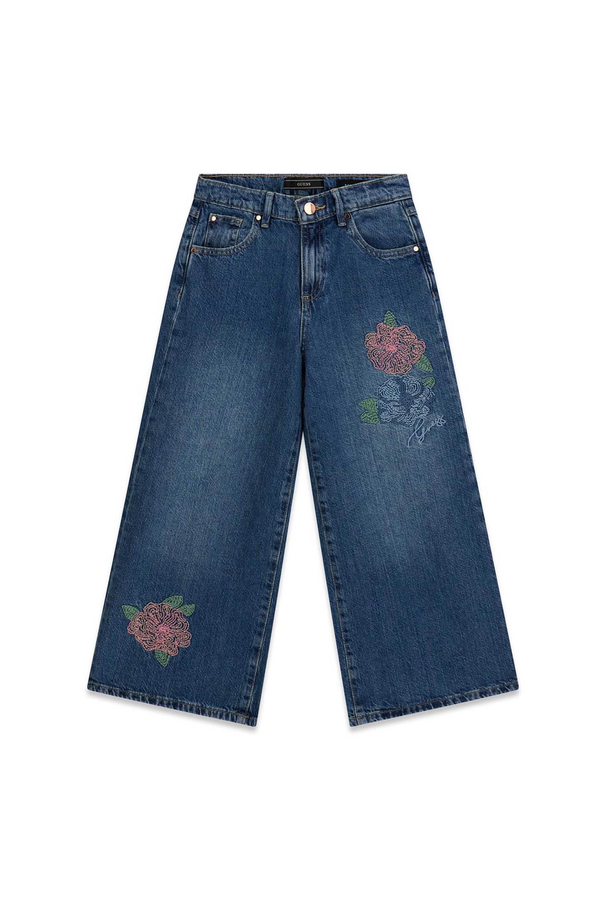 Guess παιδικό τζιν παντελόνι με κέντημα - J6RA14D45E0 Denim Blue