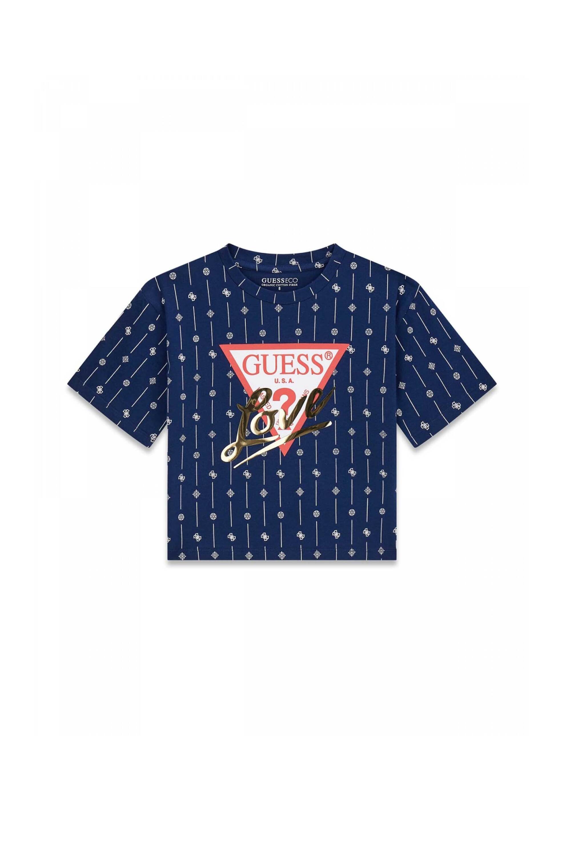 Guess παιδικό T-shirt με triangle logo print - J6RI08K6YW4 Μπλε Σκούρο