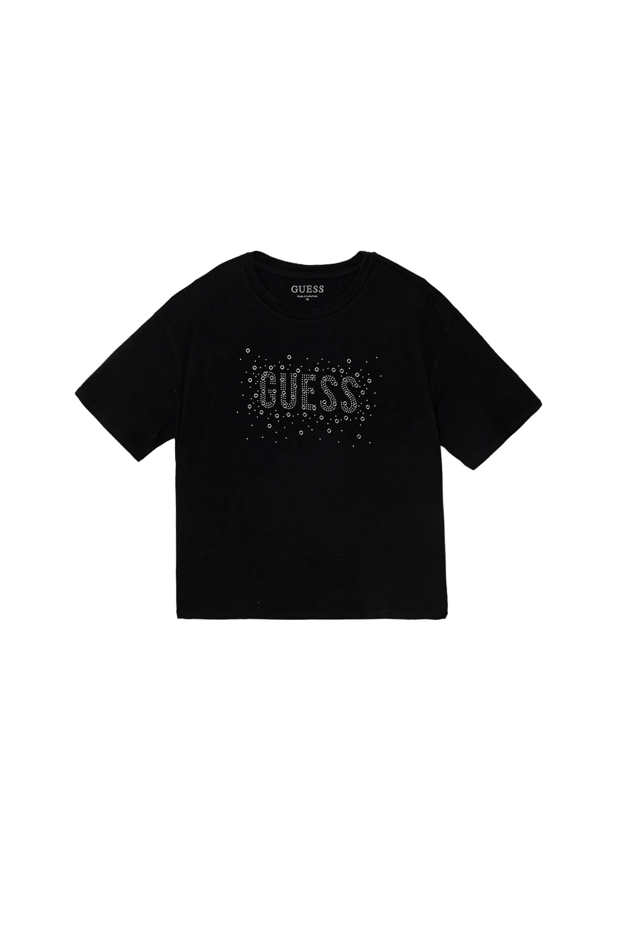 Guess παιδικό T-shirt με triangle logo print με στρας - J6RI09K6YW4 Μαύρο