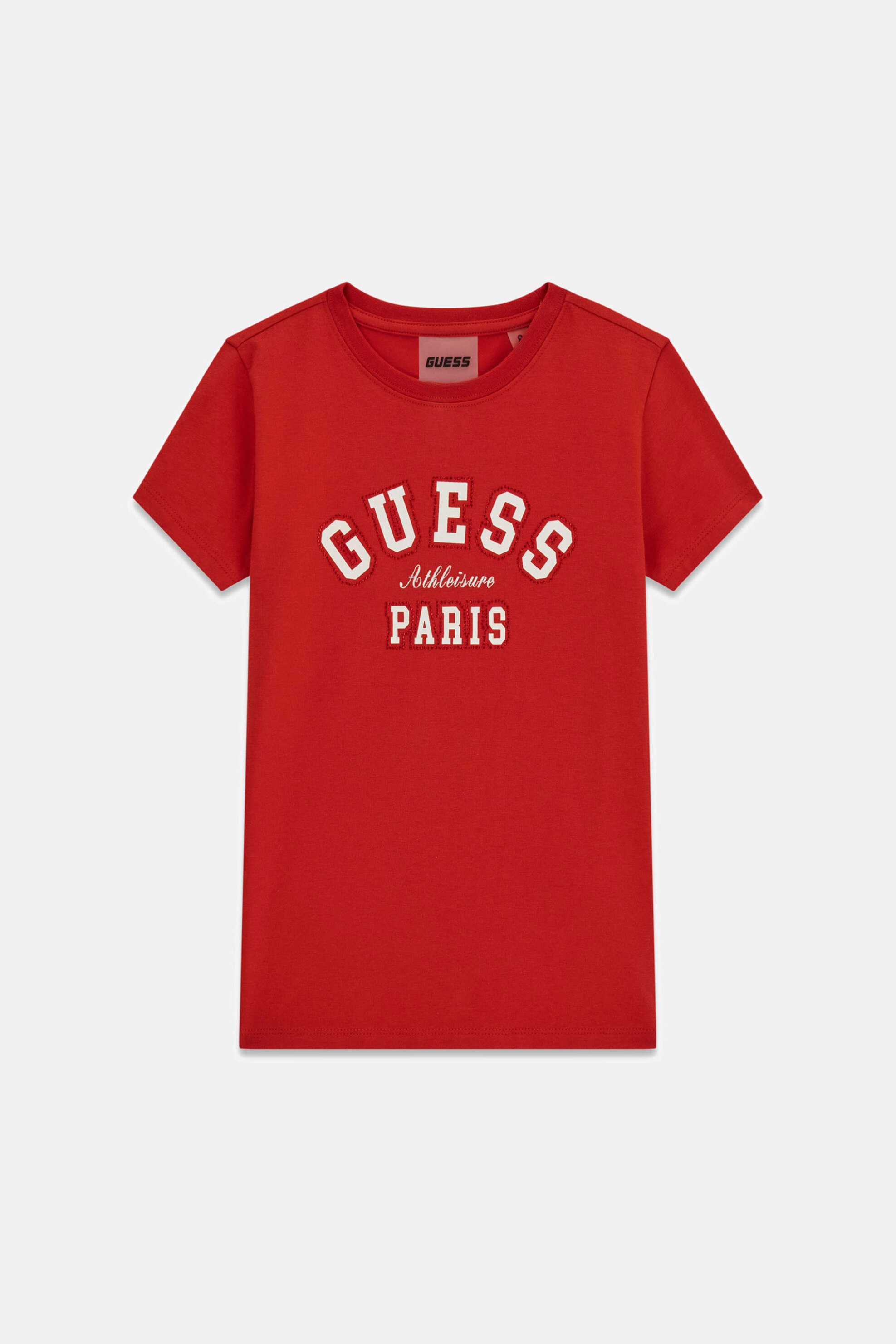 Guess παιδικό T-shirt με logo print και στρας - J6RI41J1314 Κόκκινο