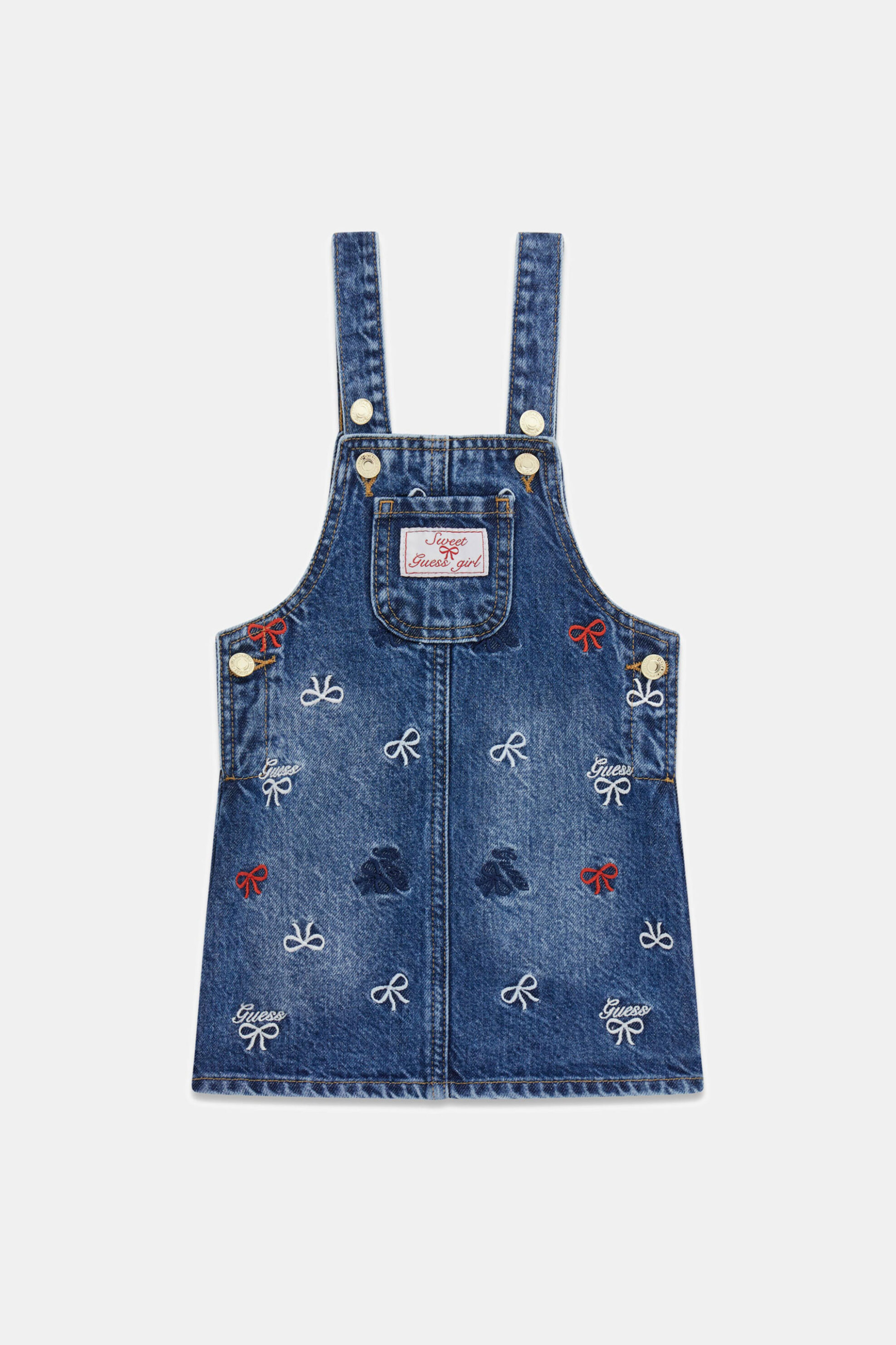 Guess παιδικό φόρεμα denim με κέντημα - K6RK15D45E0 Denim Blue