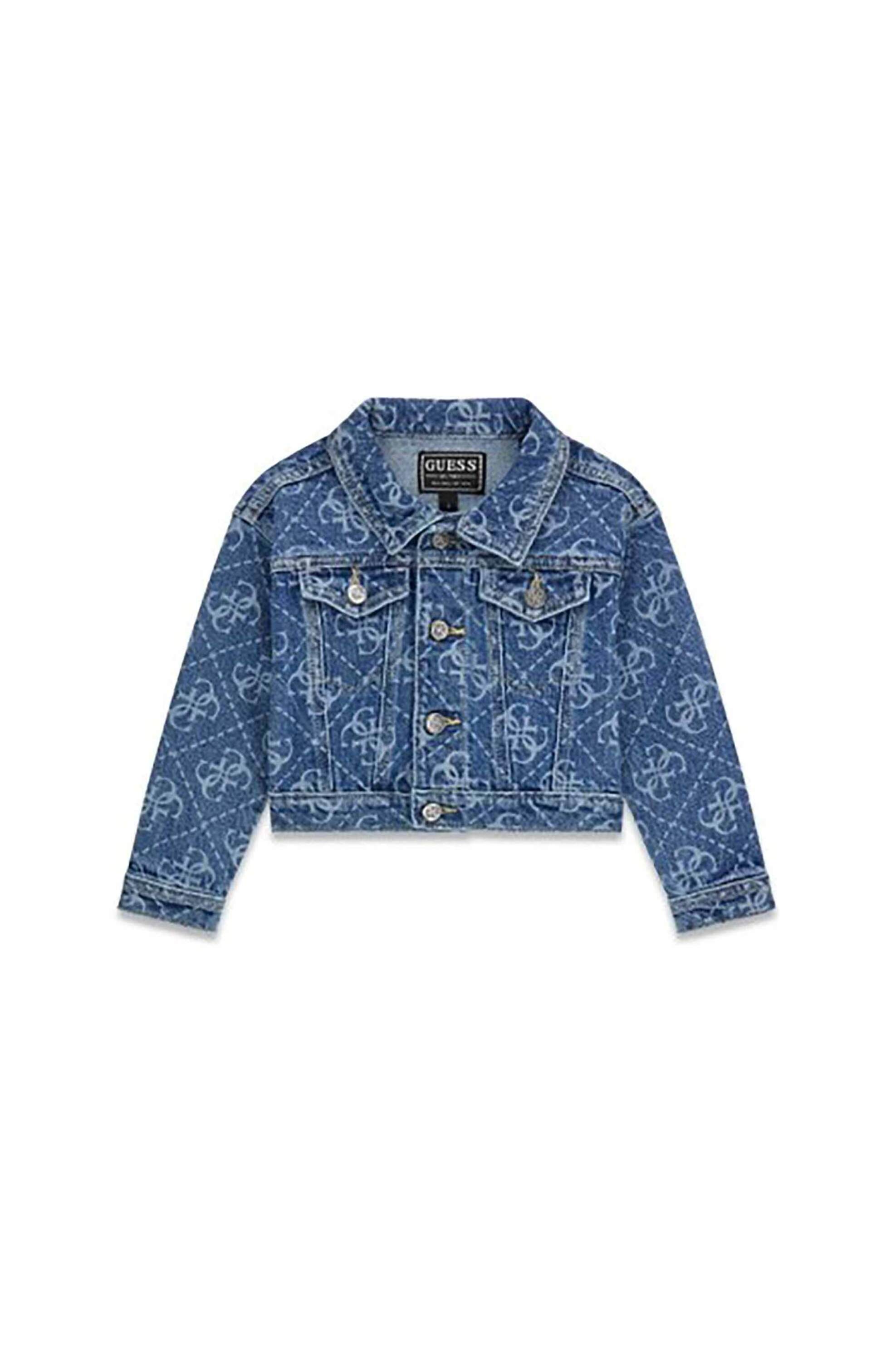 Guess παιδικό denim jacket με all-over logo print - K6RL06D5FM0 Denim Blue