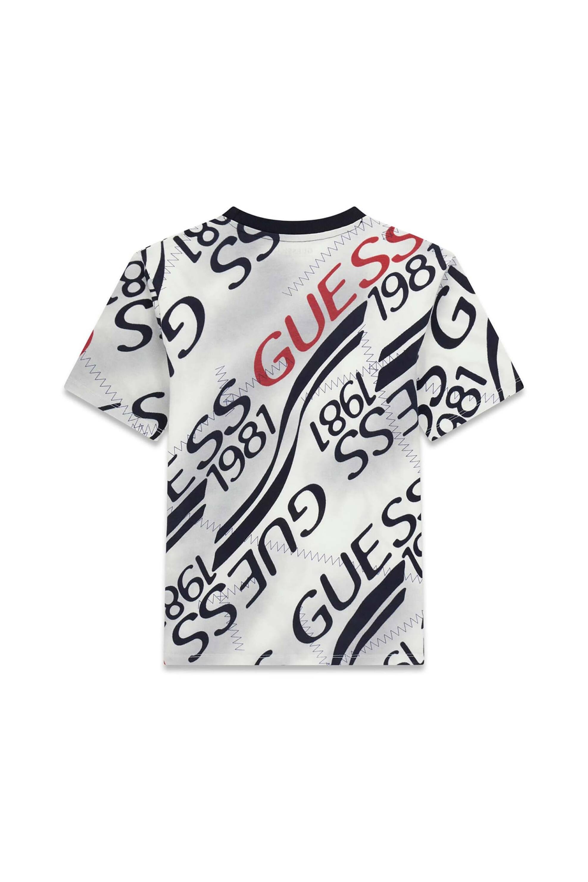Guess Παιδικό T-Shirt με All-Over Print Oversized Fit - L6Ri04K8Hm4 Ασπρόμαυρο