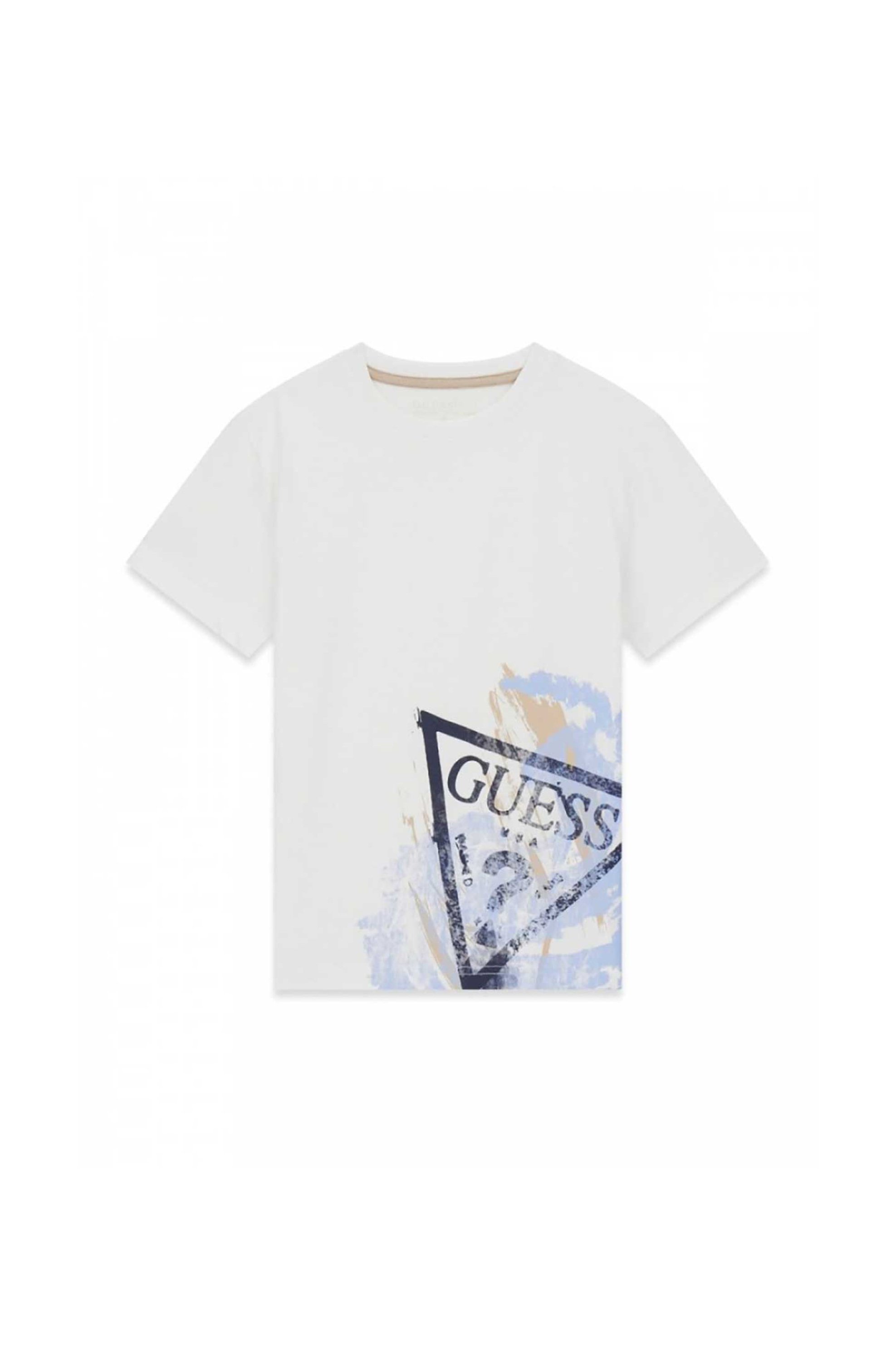 Guess παιδικό T-shirt με triangle logo print - L6RI14K8HM4 Λευκό