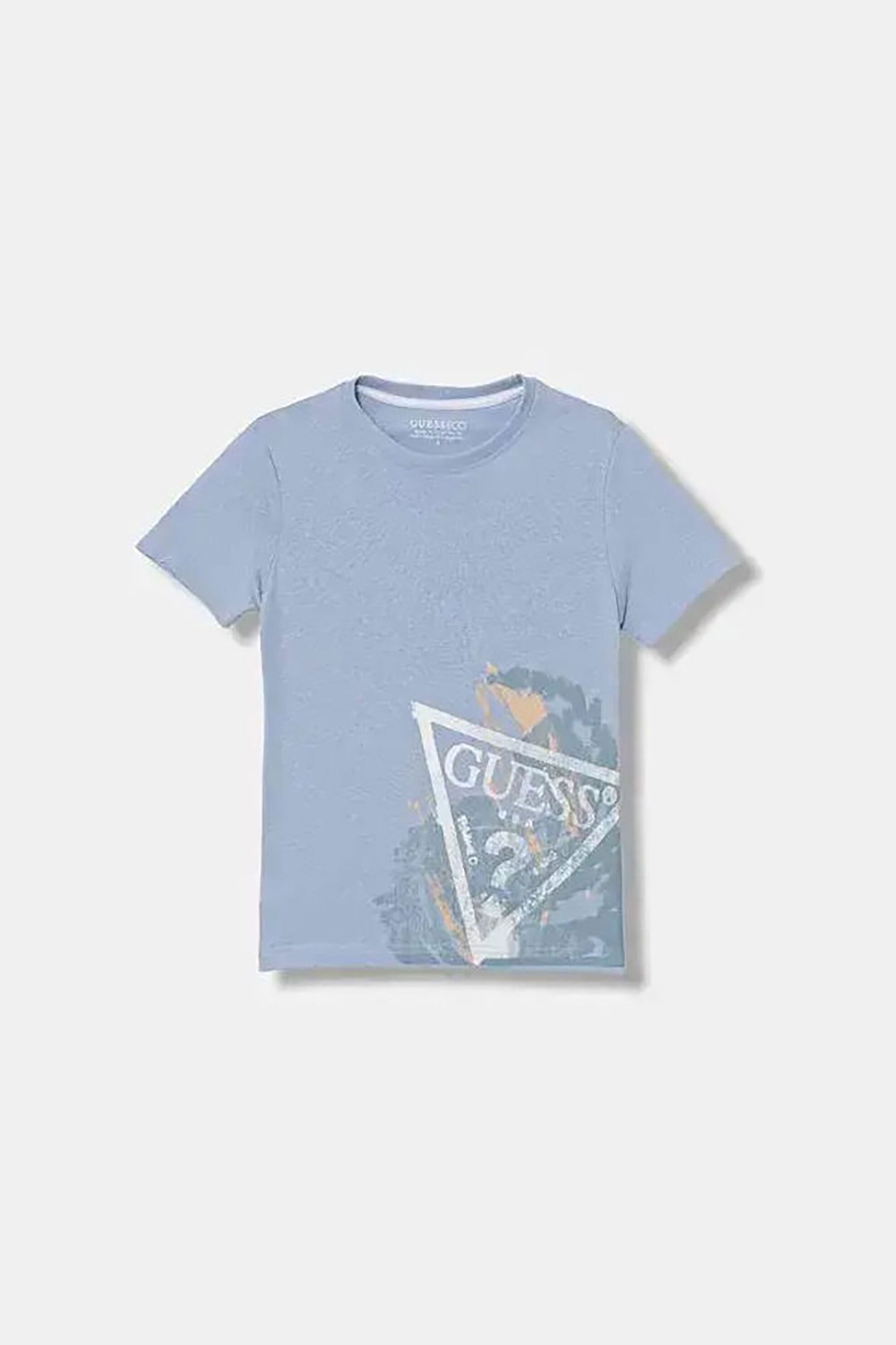 Guess παιδικό T-shirt με triangle logo print - L6RI14K8HM4 Γαλάζιο