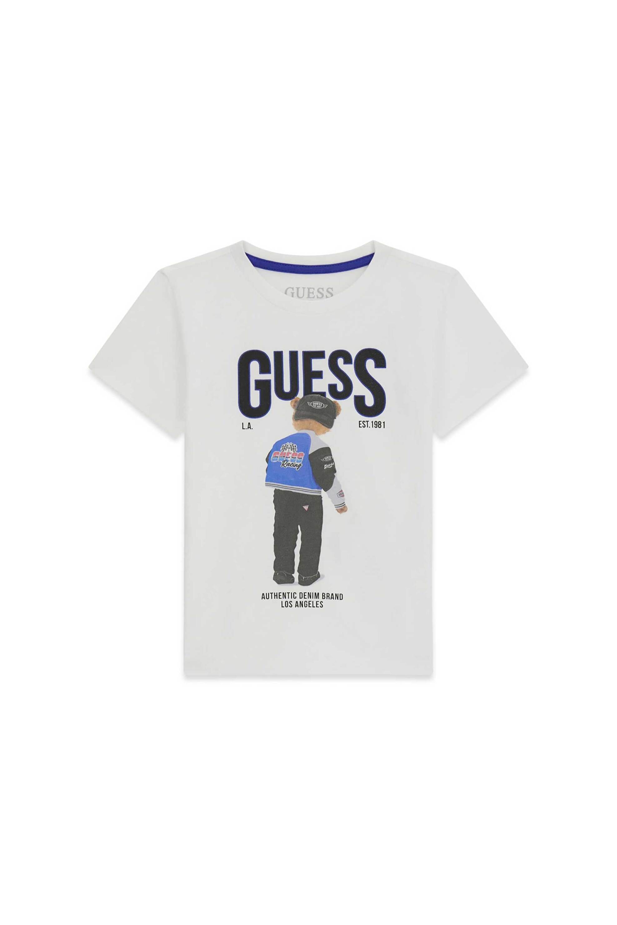 Guess παιδικό T-shirt με logo print - N6RI05K8HM4 Λευκό