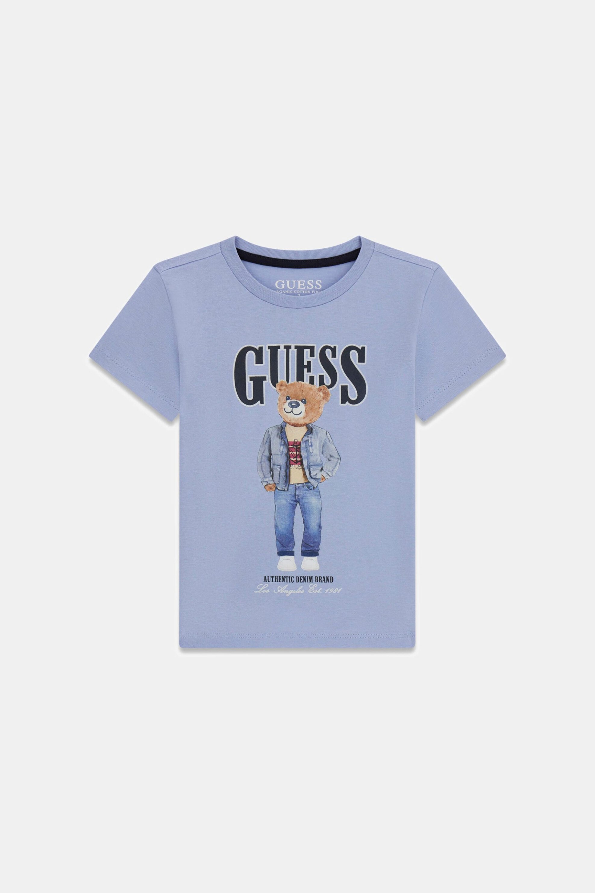 Guess παιδικό T-shirt με logo print - N6RI05K8HM4 Γαλάζιο