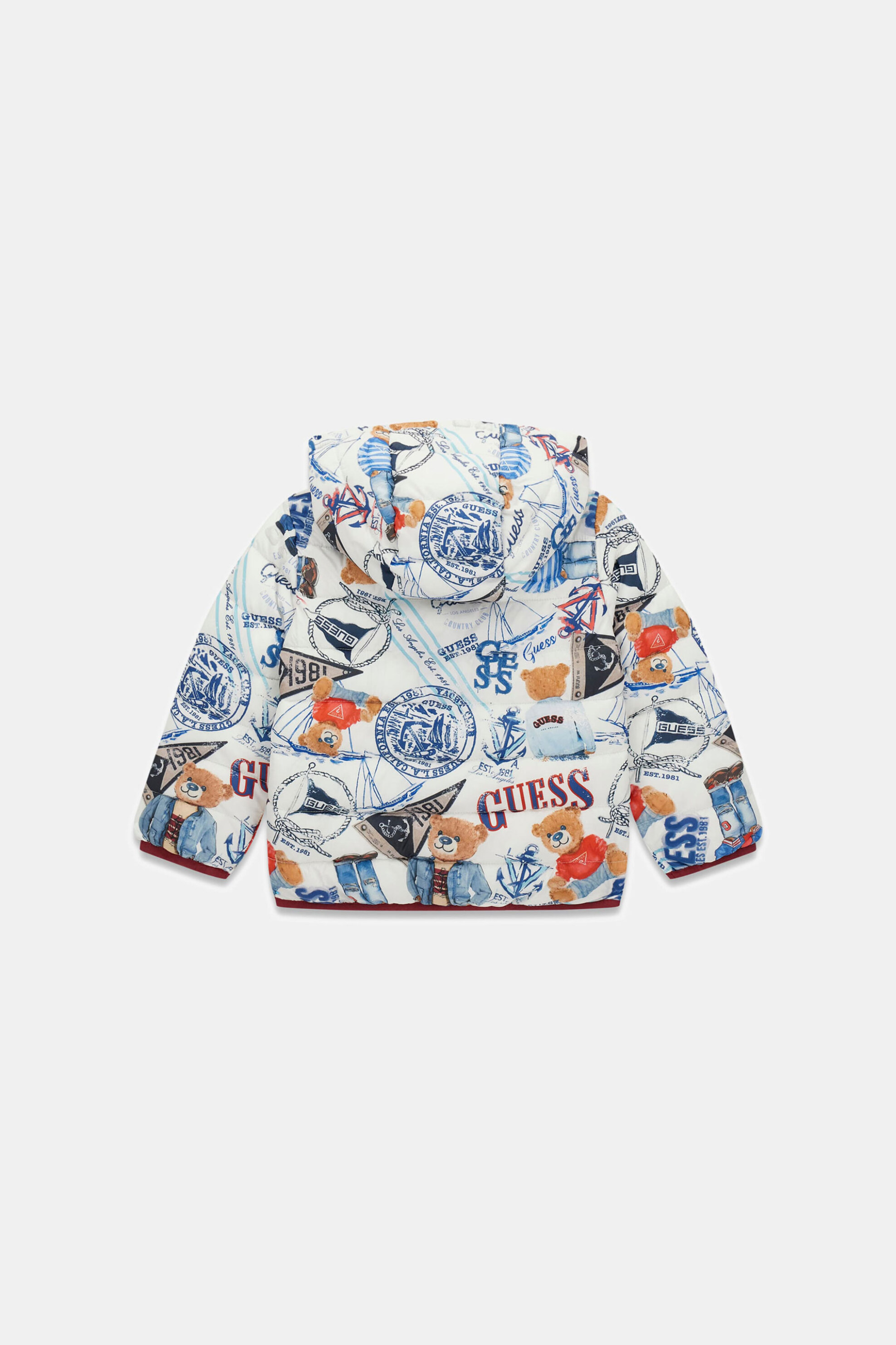 Guess Παιδικό Καπιτονέ Μπουφάν με All-Over Bear Print - N6Rl00Wcfm2 Λευκό