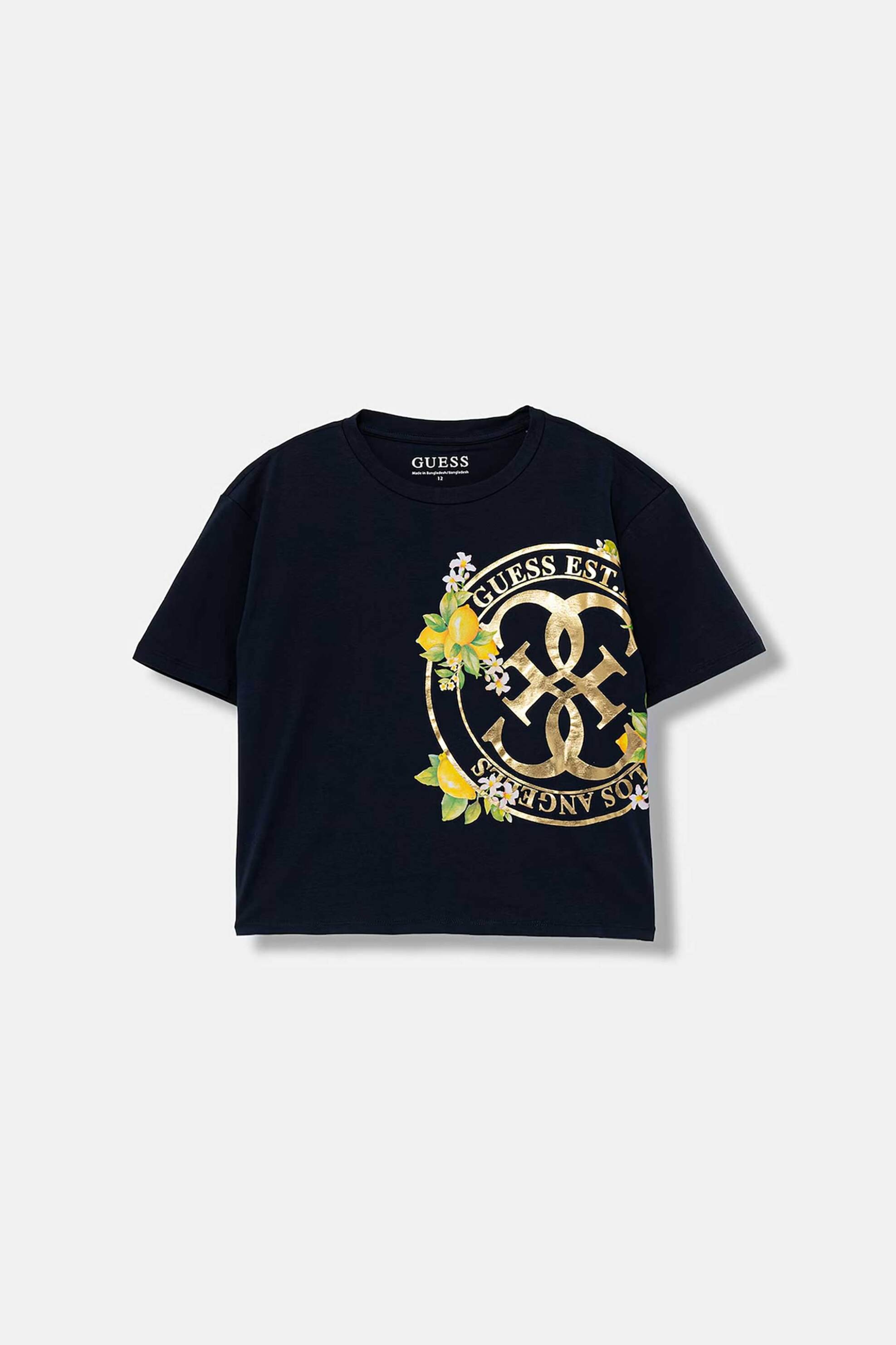 Guess παιδικό T-shirt με logo print - J6GI00K6YW4 Μπλε Σκούρο