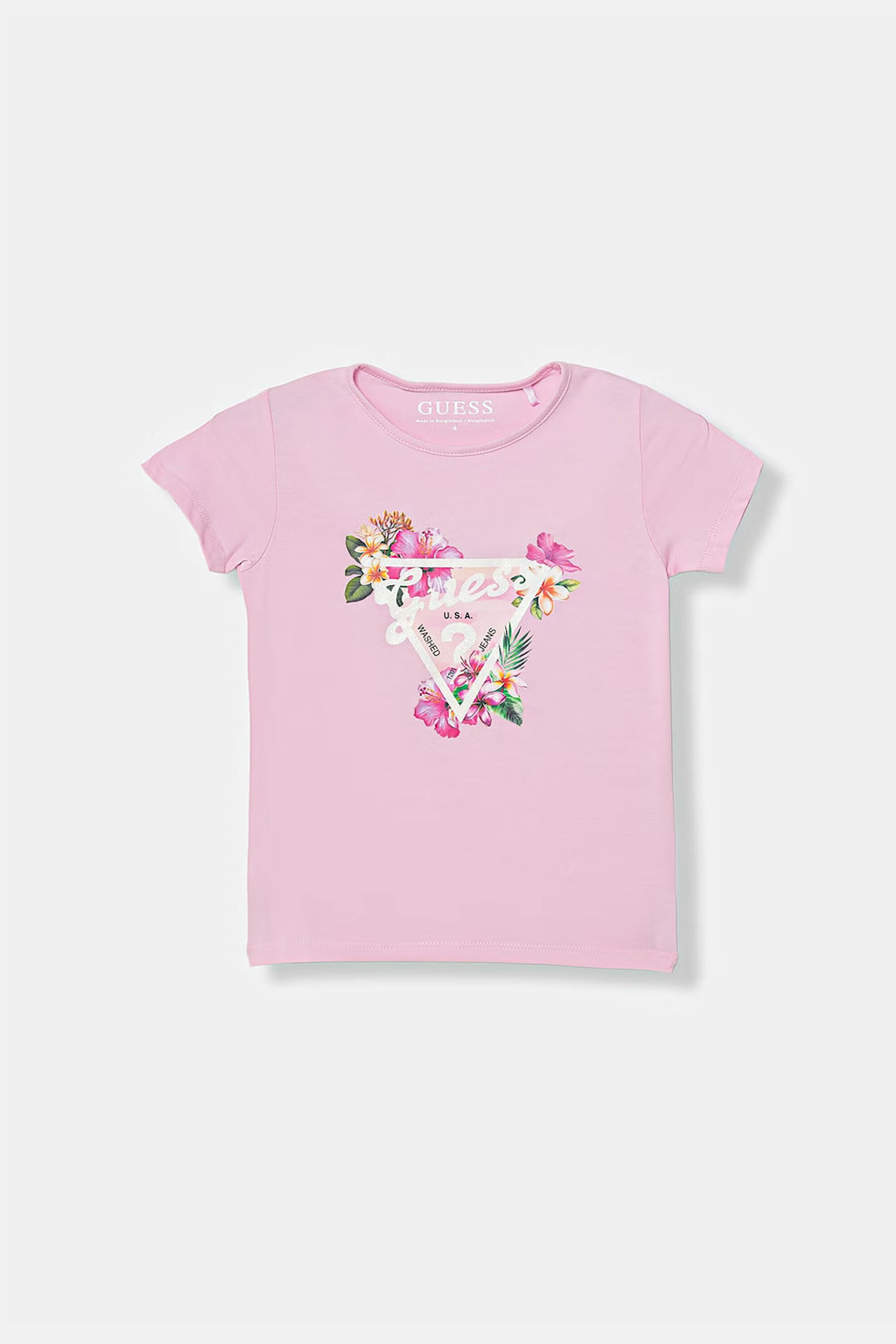 Guess παιδικό T-shirt με triangle logo print - K6GI02K6YW4 Ροζ