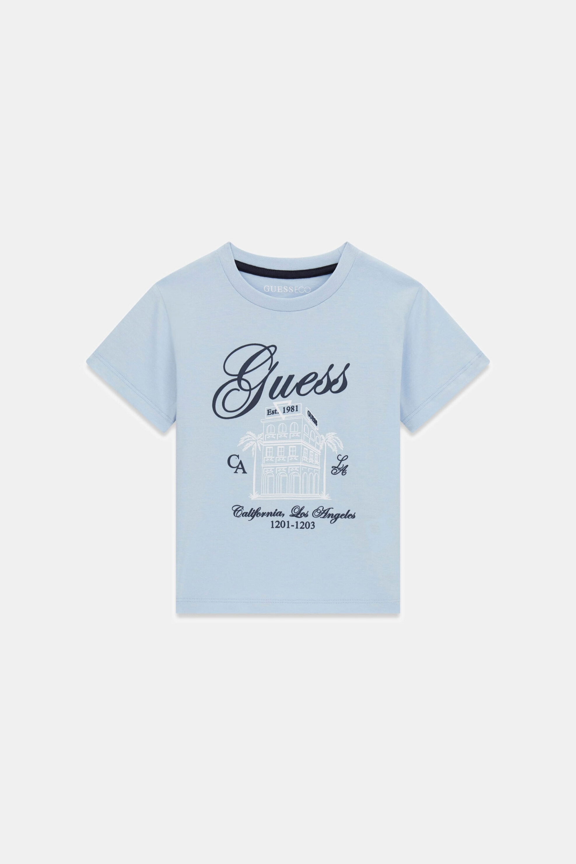 Guess παιδικό T-shirt με logo print - N6GI00K8HM4 Γαλάζιο