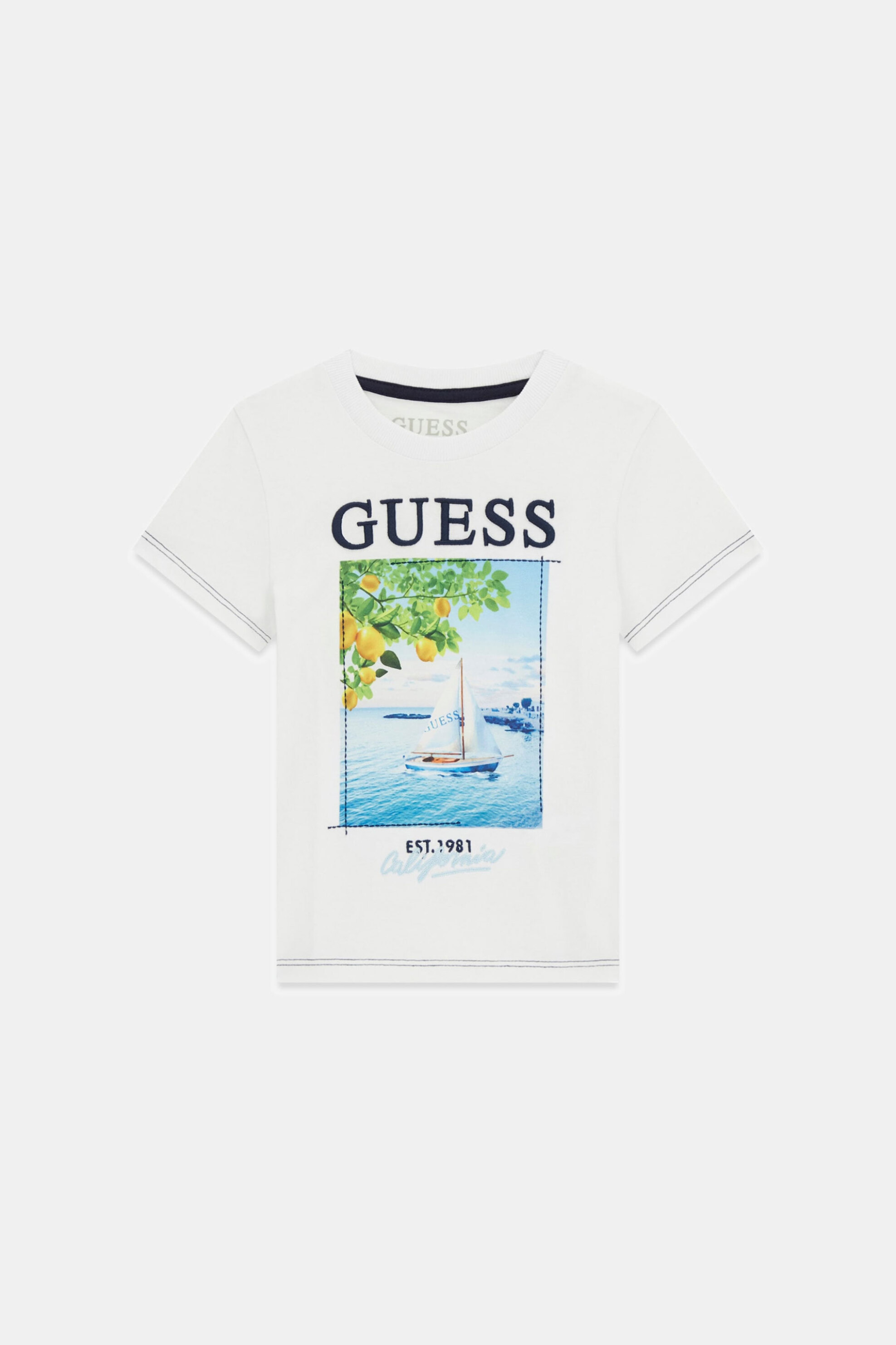 Guess παιδικό T-shirt με logo print - N6GI07K8HM4 Λευκό