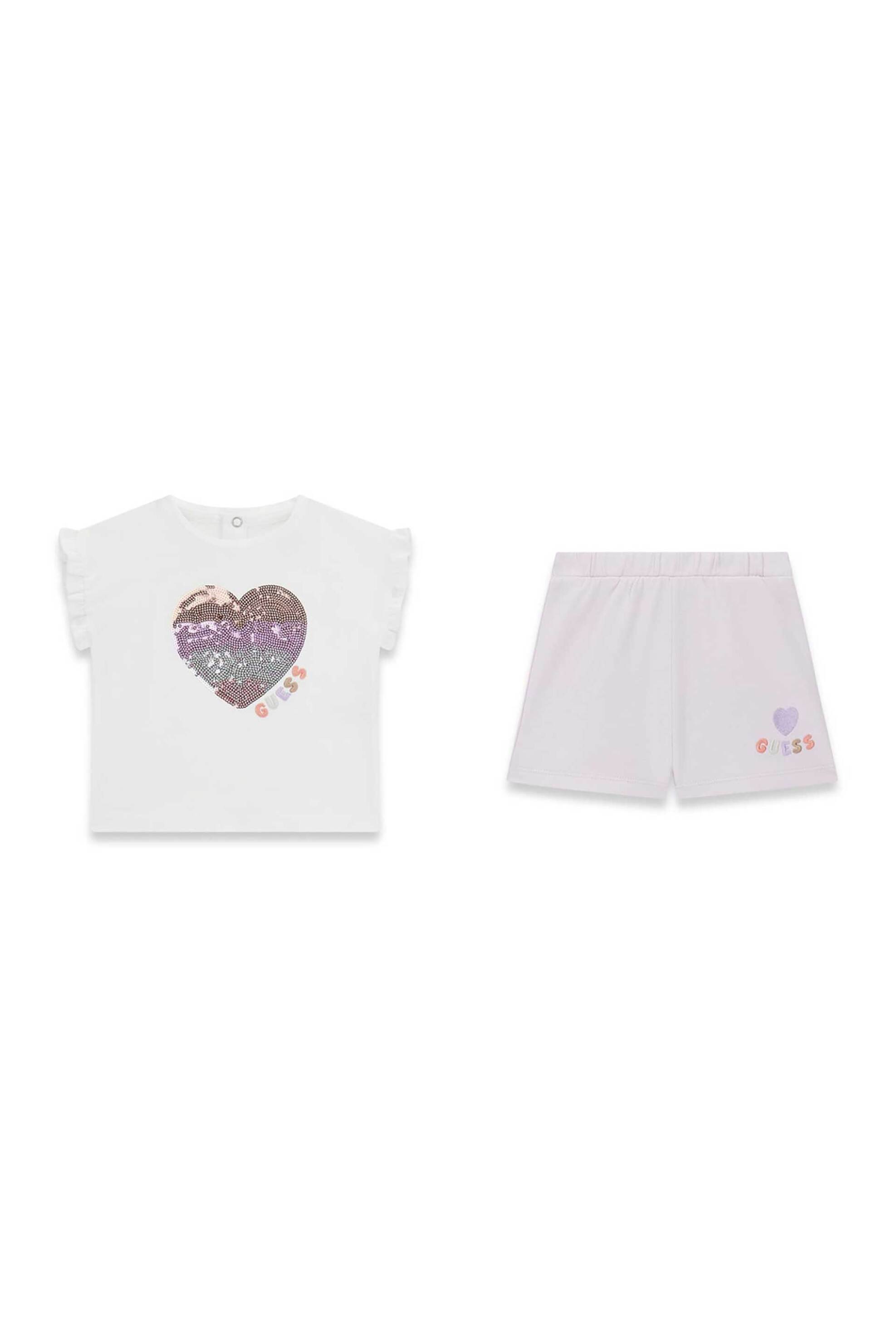 Guess βρεφικό σετ με T-shirt και σορτς (2 τεμάχια) - A6GG11K6YW4 Λευκό