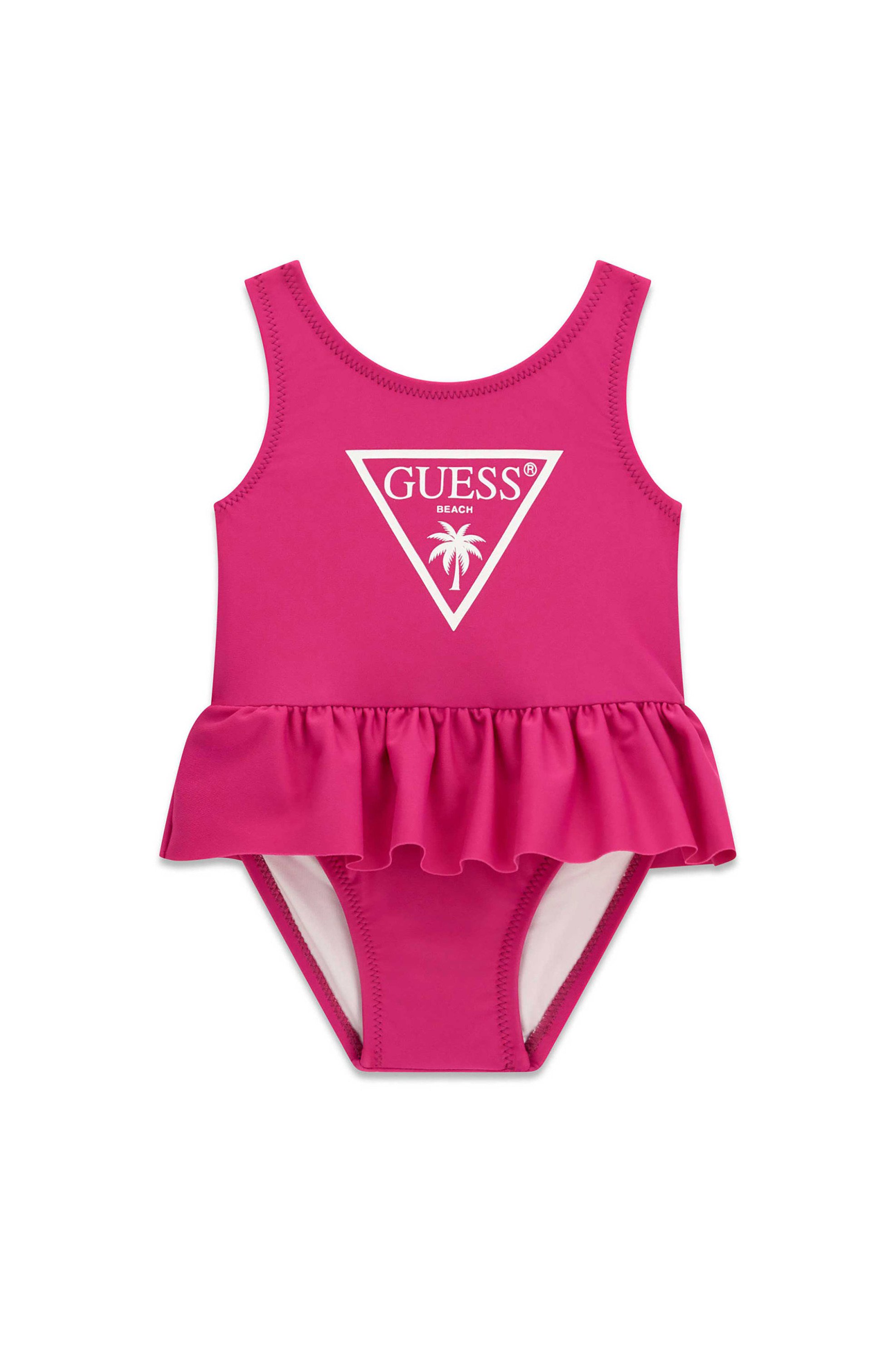 GUESS Guess βρεφικό μαγιό ολόσωμο μονόχρωμο με logo print - A6GZ01KCA60 Φούξια