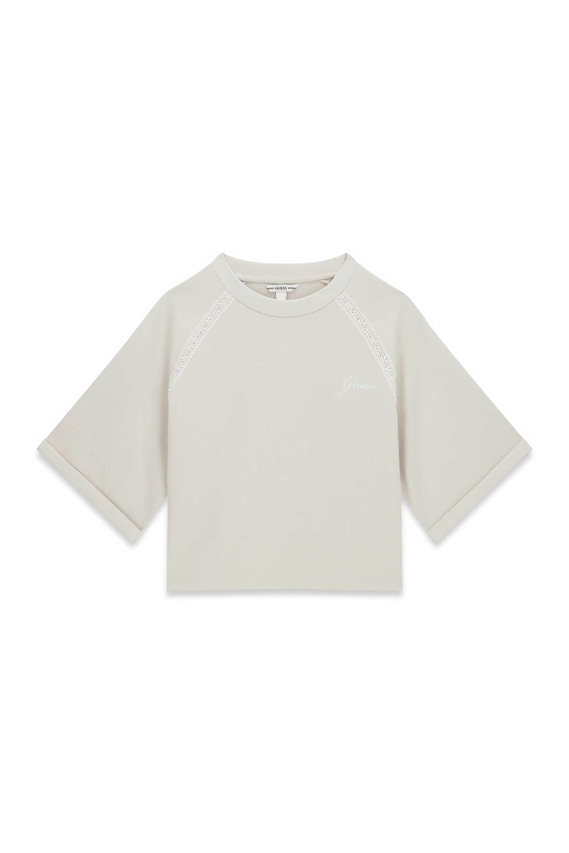 Guess παιδικό T-shirt cropped με logo print - J6GQ04KAUH0 Εκρού