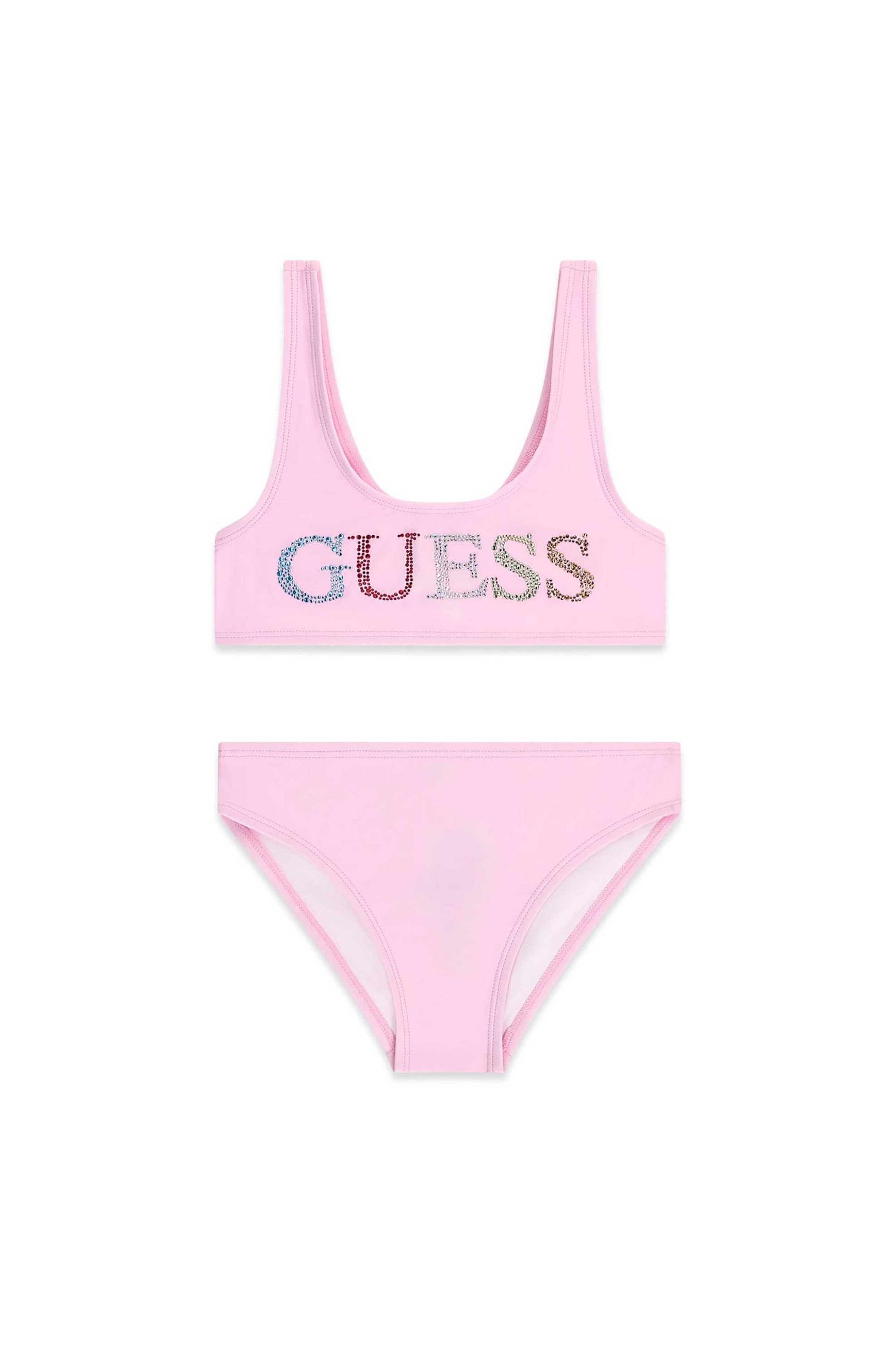 GUESS Guess παιδικό μαγιό μπικίνι με logo print - J6GZ28KCA60 Ροζ